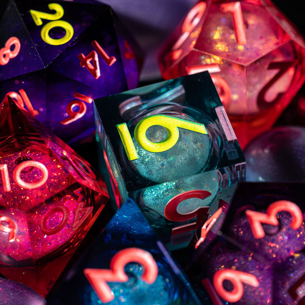 Synthwave 7-Piece Palette Liquid Core - Dispel Dice - Premium DnD Dice & Accessories # #