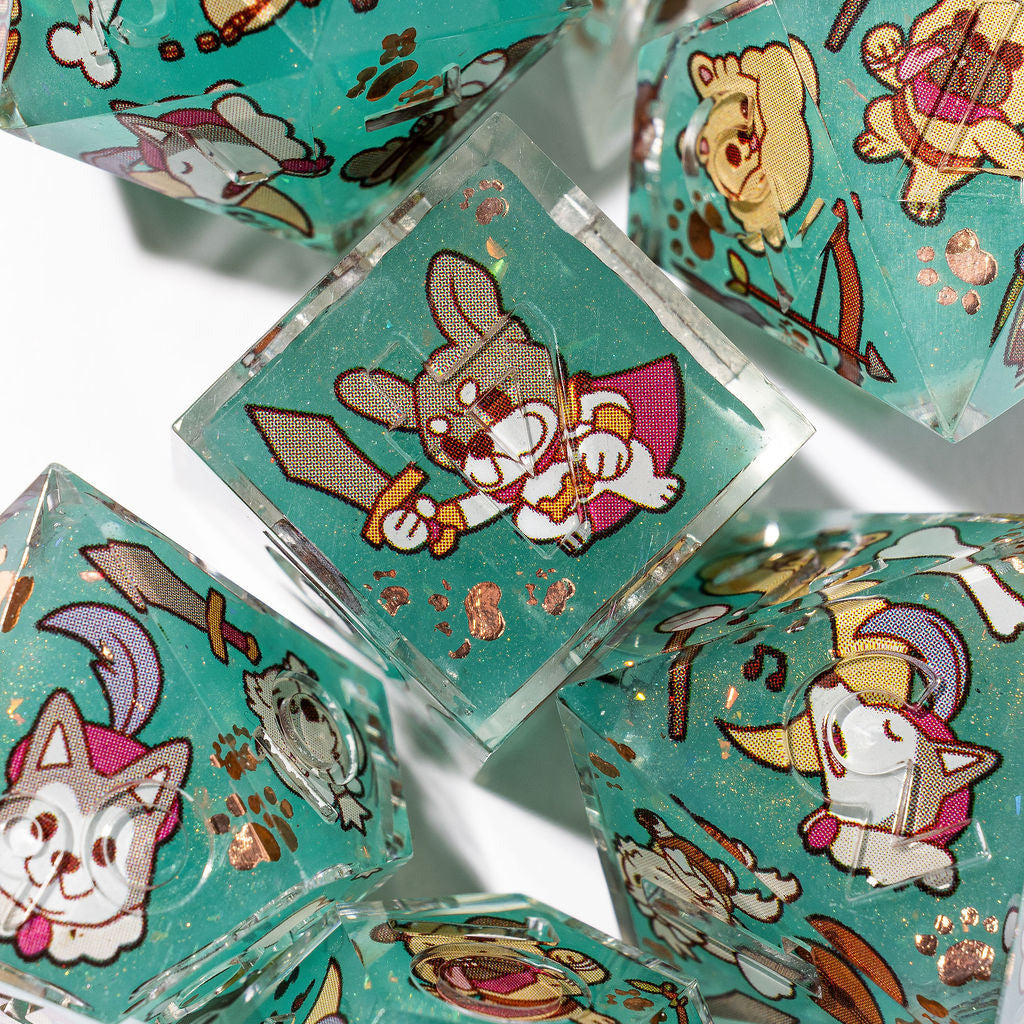 Dog Adventurer 7-Piece Iconic Dice Set - Dispel Dice - Premium DnD Dice & Accessories # #