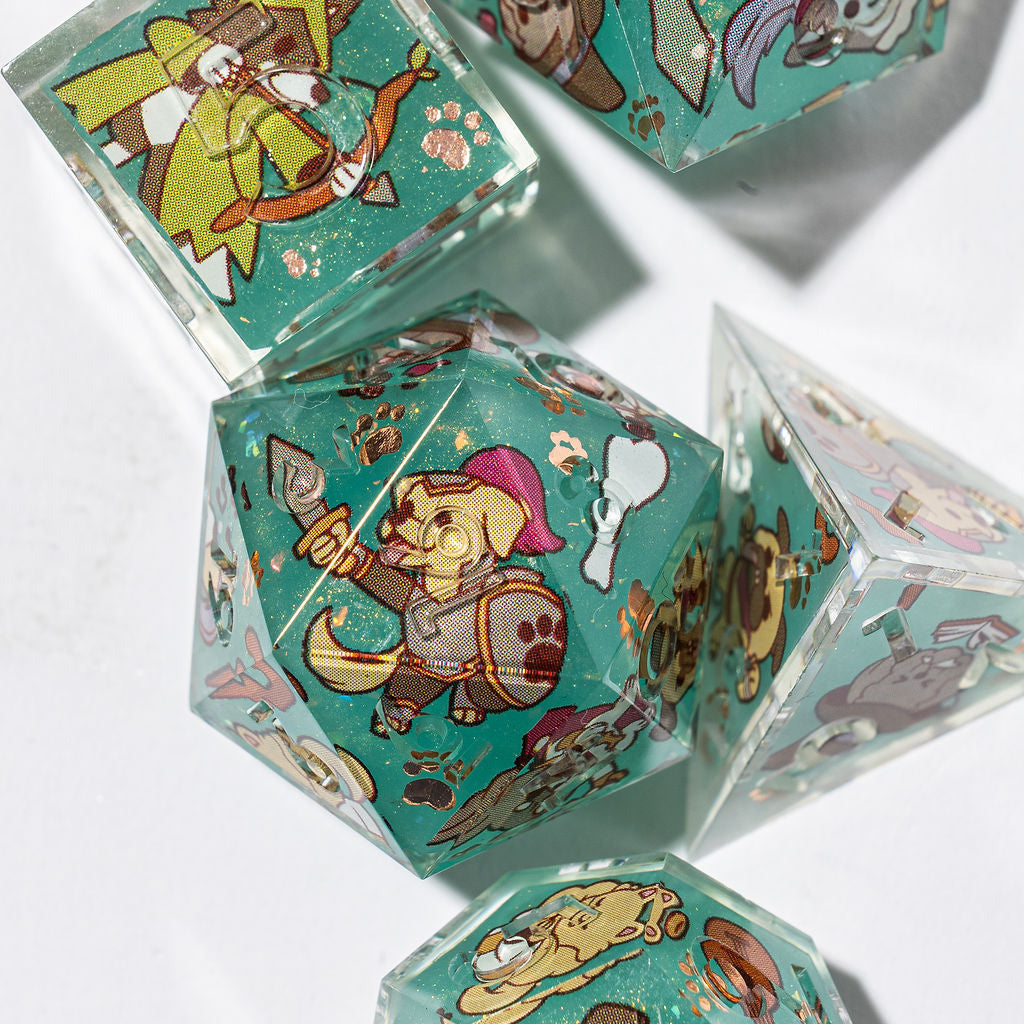 Dog Adventurer 7-Piece Iconic Dice Set - Dispel Dice - Premium DnD Dice & Accessories # #