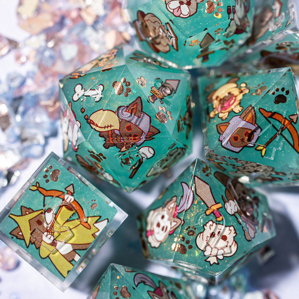 Dog Adventurer 7-Piece Iconic Dice Set - Dispel Dice - Premium DnD Dice & Accessories # #