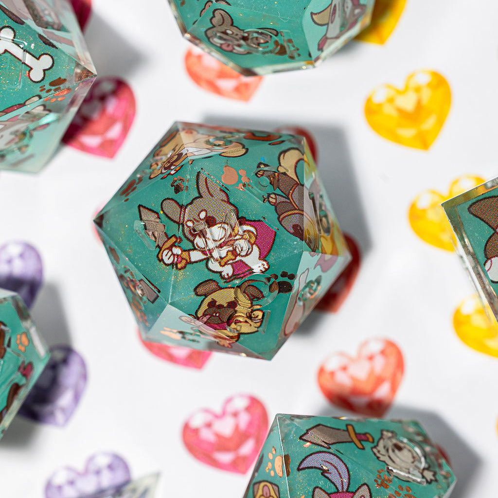 Dog Adventurer 7-Piece Iconic Dice Set - Dispel Dice - Premium DnD Dice & Accessories # #