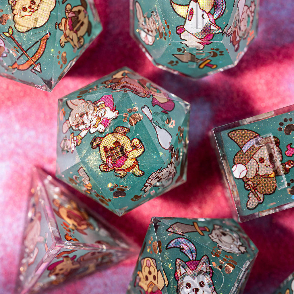 Dog Adventurer 7-Piece Iconic Dice Set - Dispel Dice - Premium DnD Dice & Accessories # #