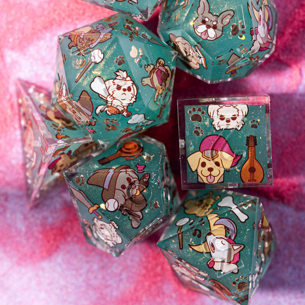 Dog Adventurer 7-Piece Iconic Dice Set - Dispel Dice - Premium DnD Dice & Accessories # #