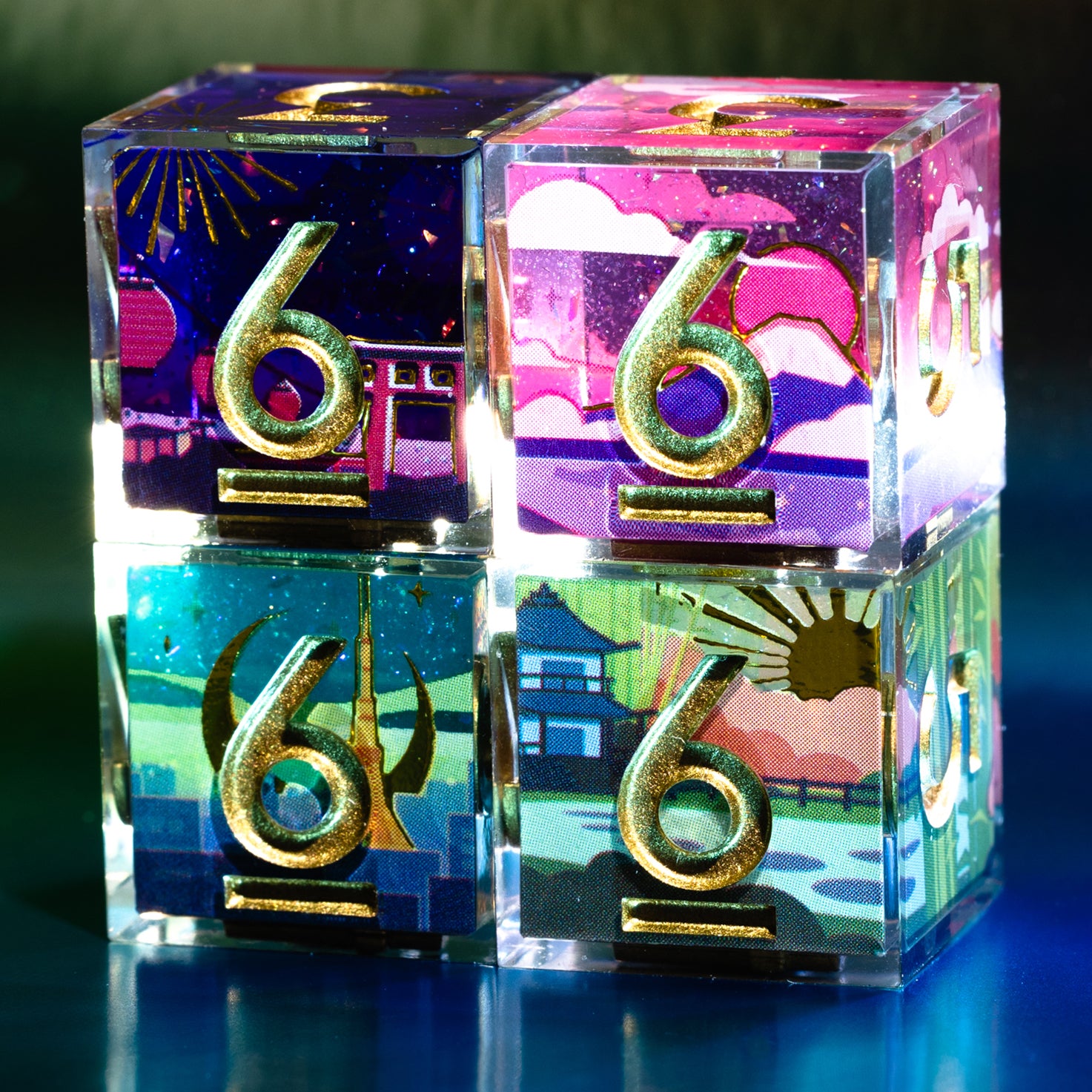 Japan 4-Piece Iconic D6 Set - Dispel Dice - Premium DnD Dice & Accessories # #