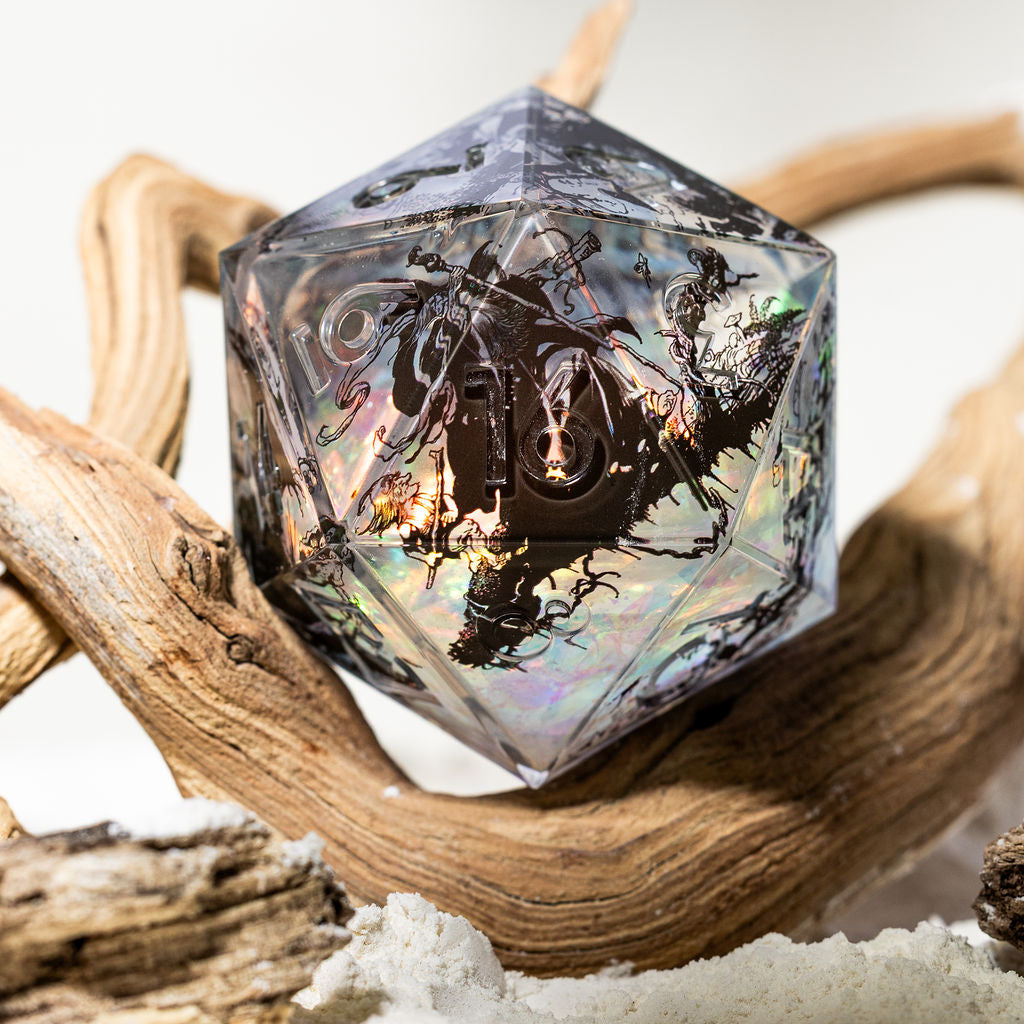 Frazetta x Dispel "Grey Wizard" 95mm Iconic Liquid Core D20 - Dispel Dice - Premium DnD Dice & Accessories # #