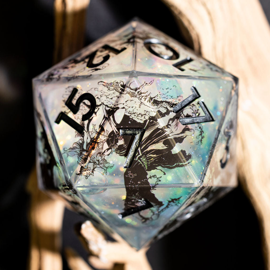 Frazetta x Dispel "Grey Wizard" 95mm Iconic Liquid Core D20 - Dispel Dice - Premium DnD Dice & Accessories # #
