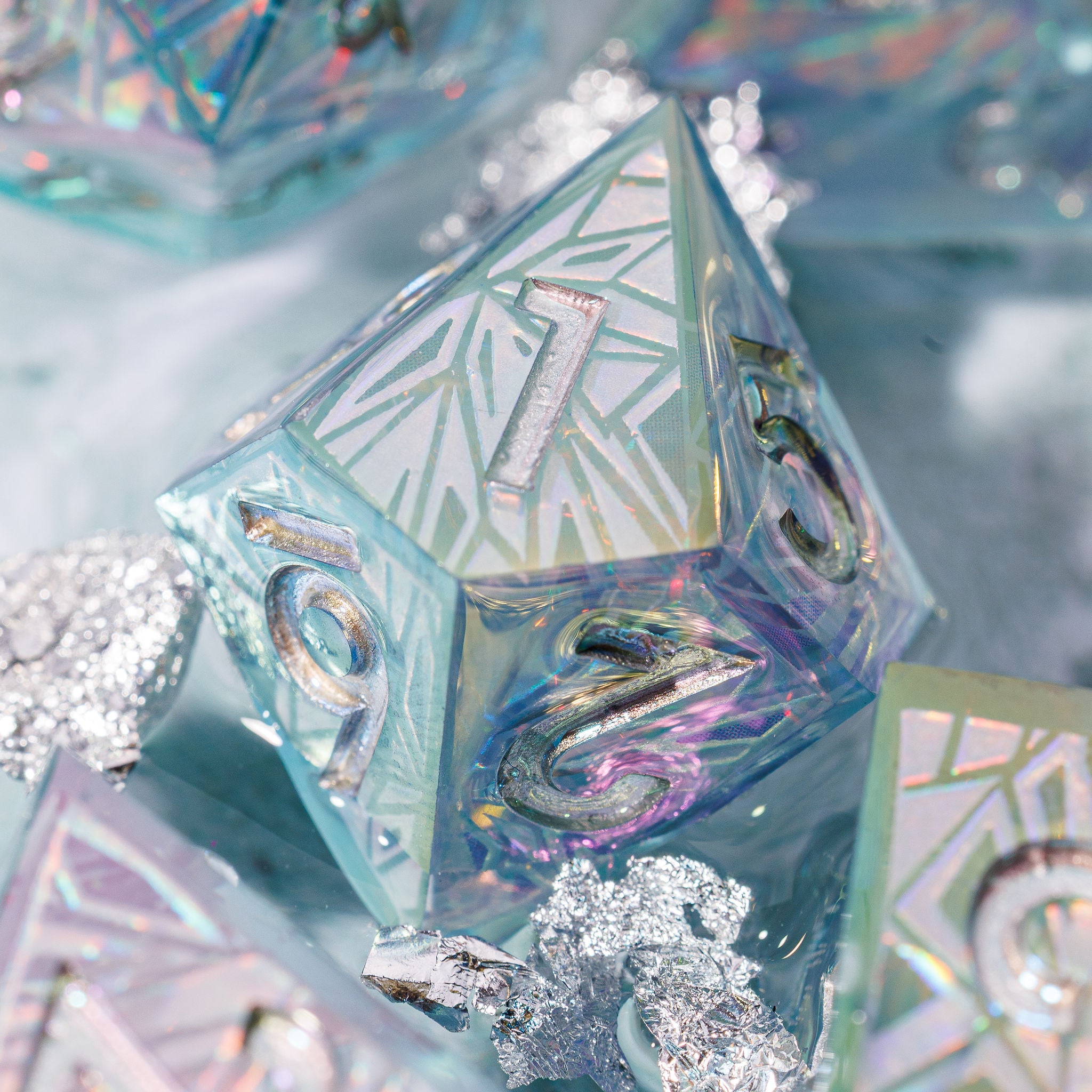 Glacier 7-Piece Iconic Iridescent Dice Set - Dispel Dice - Premium DnD Dice & Accessories # #