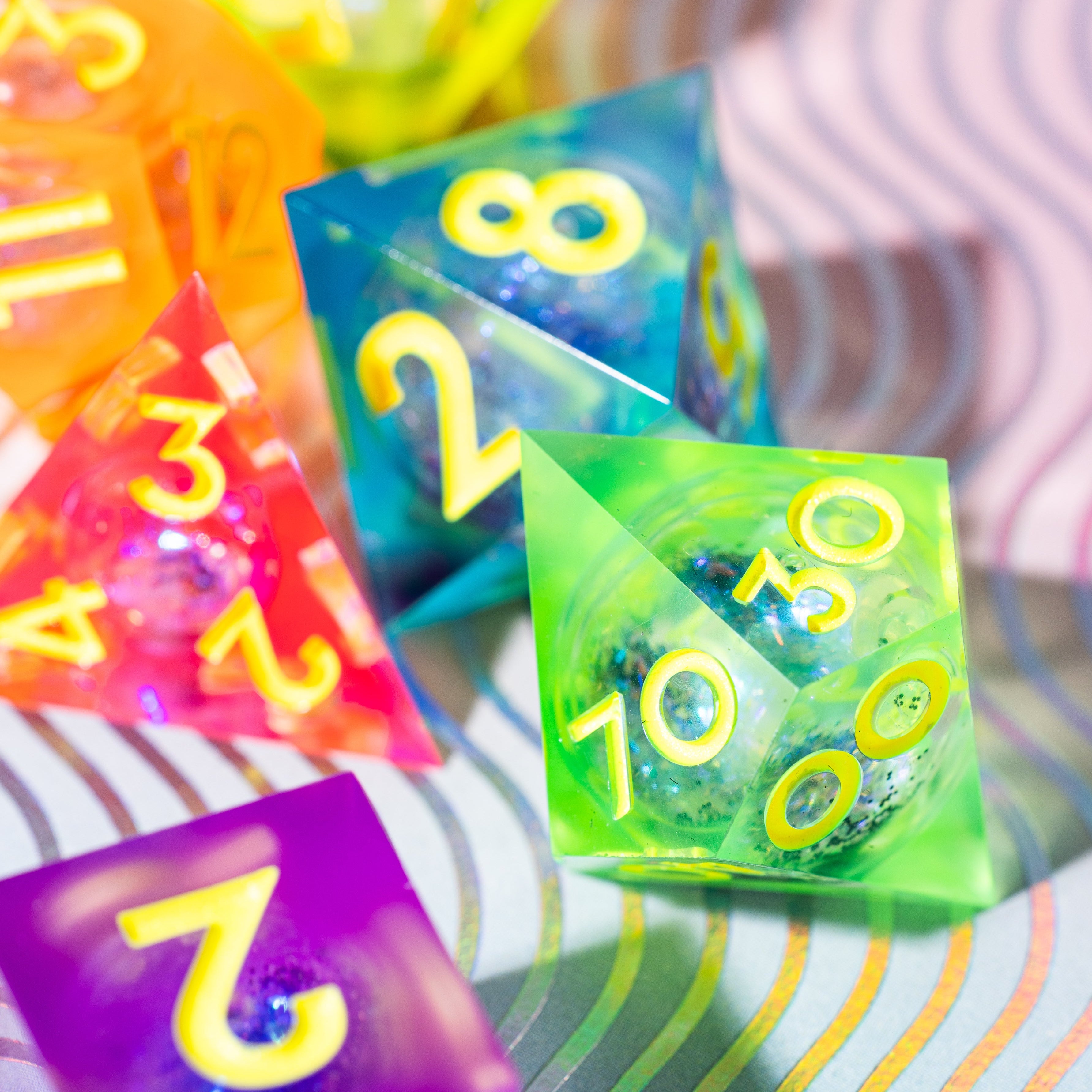 City Pop 7-Piece Liquid Core Palette Set - Dispel Dice - Premium DnD Dice & Accessories # #
