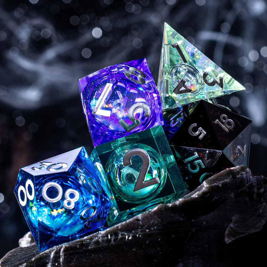 Nightfall 7-Piece Liquid Core Dice Set - Dispel Dice - Premium DnD Dice & Accessories # #