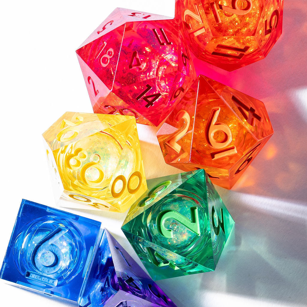 Prismatic Light 7-Piece Liquid Core Dice Set - Dispel Dice - Premium DnD Dice & Accessories # #