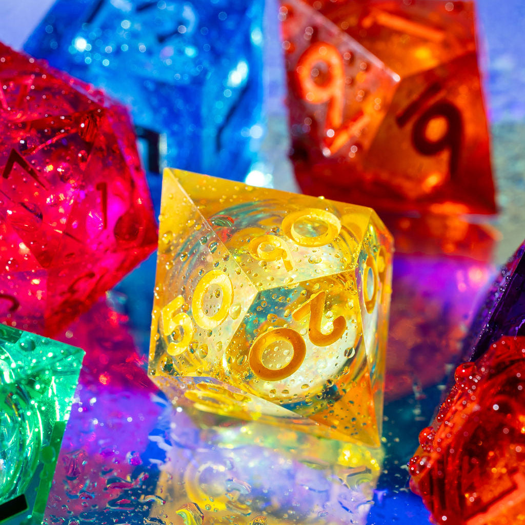 Prismatic Light 7-Piece Liquid Core Dice Set - Dispel Dice - Premium DnD Dice & Accessories # #