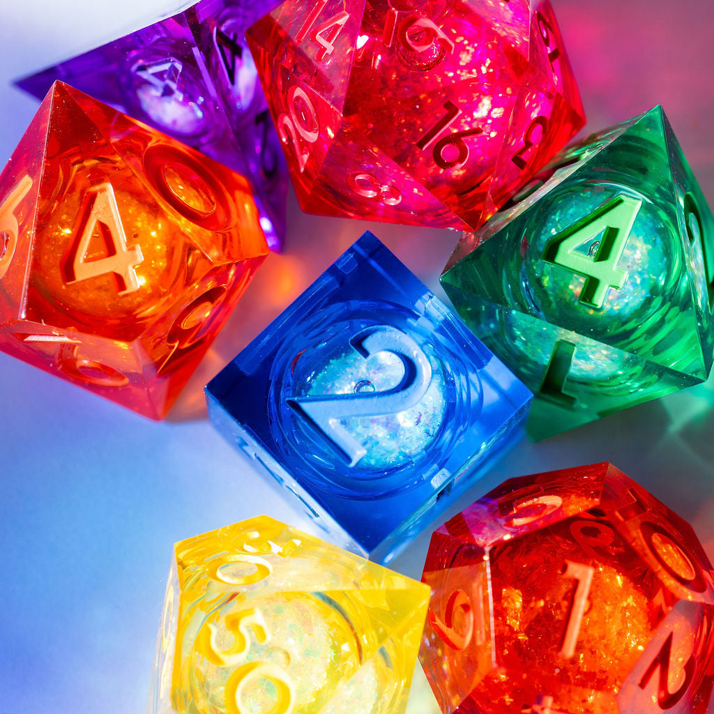 Prismatic Light 7-Piece Liquid Core Dice Set - Dispel Dice - Premium DnD Dice & Accessories # #