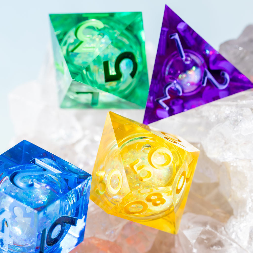 Prismatic Light 7-Piece Liquid Core Dice Set - Dispel Dice - Premium DnD Dice & Accessories # #
