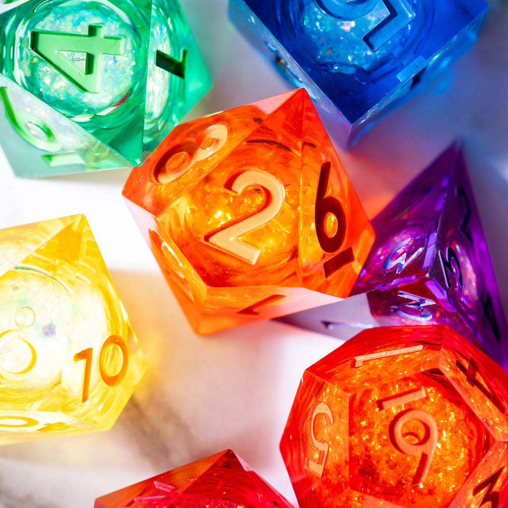 Prismatic Light 7-Piece Liquid Core Dice Set - Dispel Dice - Premium DnD Dice & Accessories # #