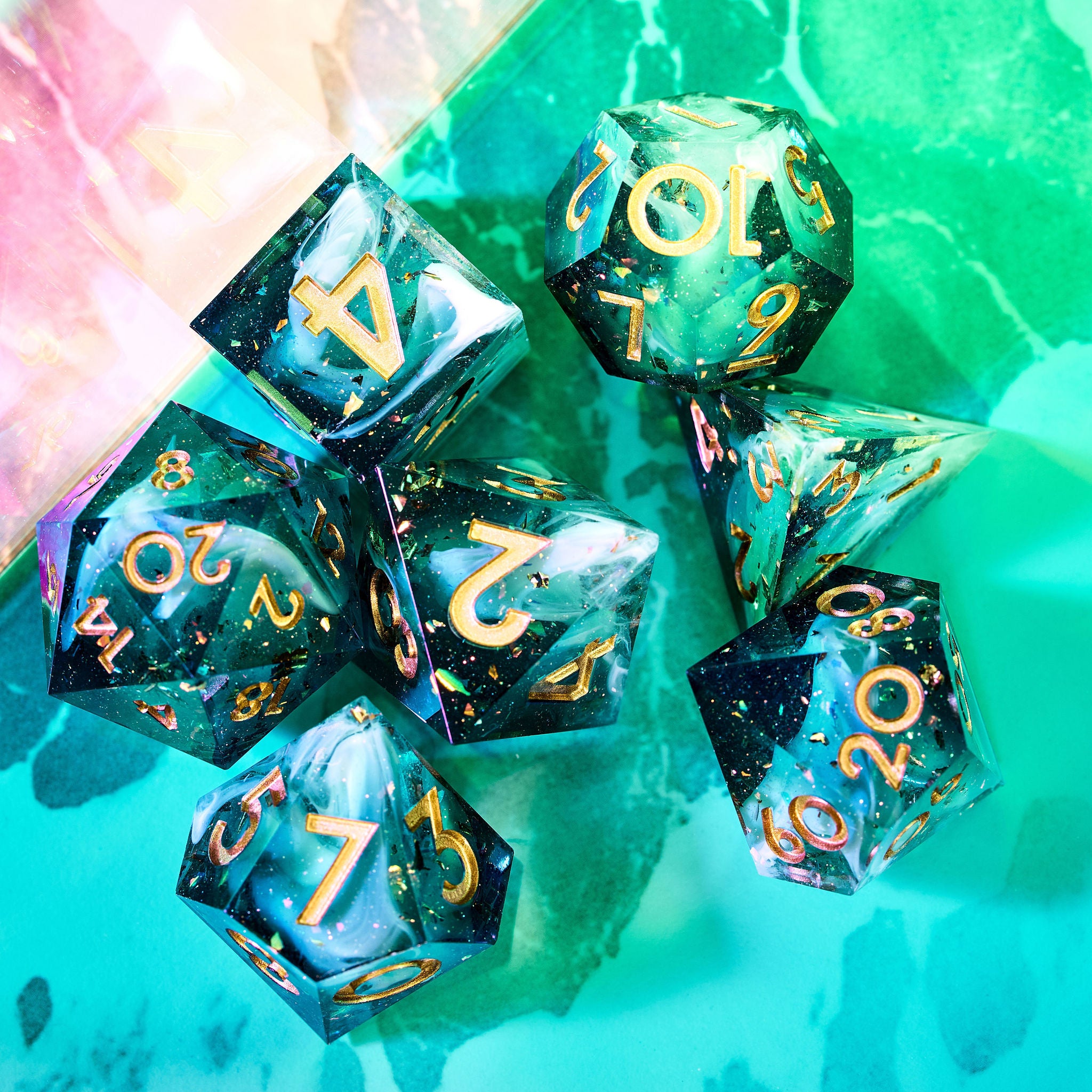 Seafoam 7-Piece Polyhedral Dice Set - Dispel Dice - Premium DnD Dice & Accessories # #