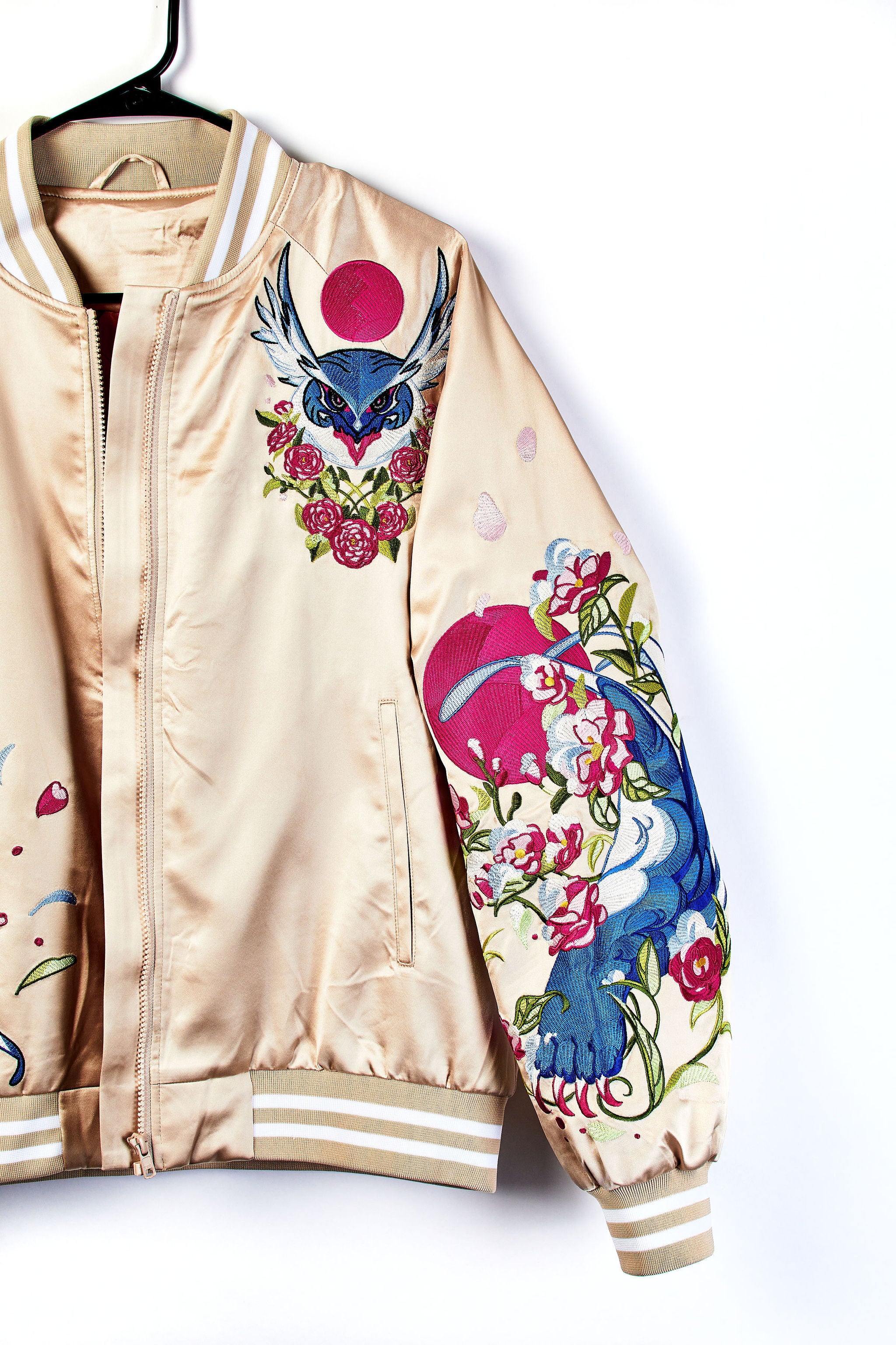 Snowy Bear Owl Sukajan Bomber Jacket - Dispel Dice - Premium DnD Dice & Accessories # #