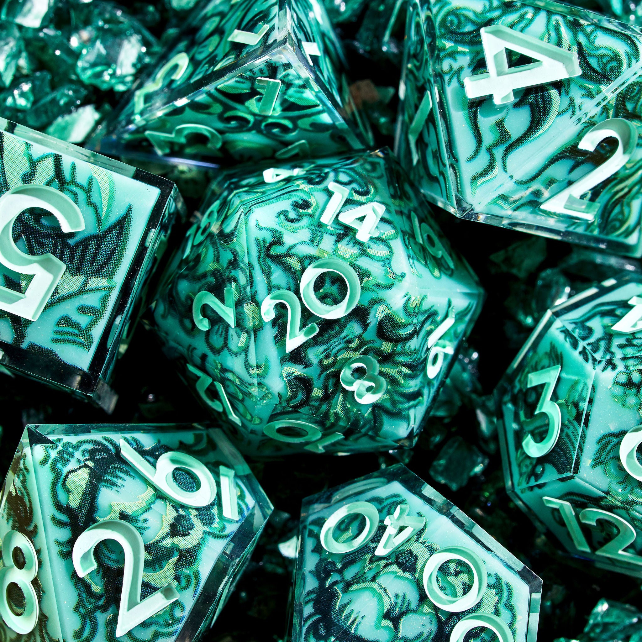 Jade Iconic 7-Piece Dice Set - Dispel Dice - Premium DnD Dice & Accessories # #
