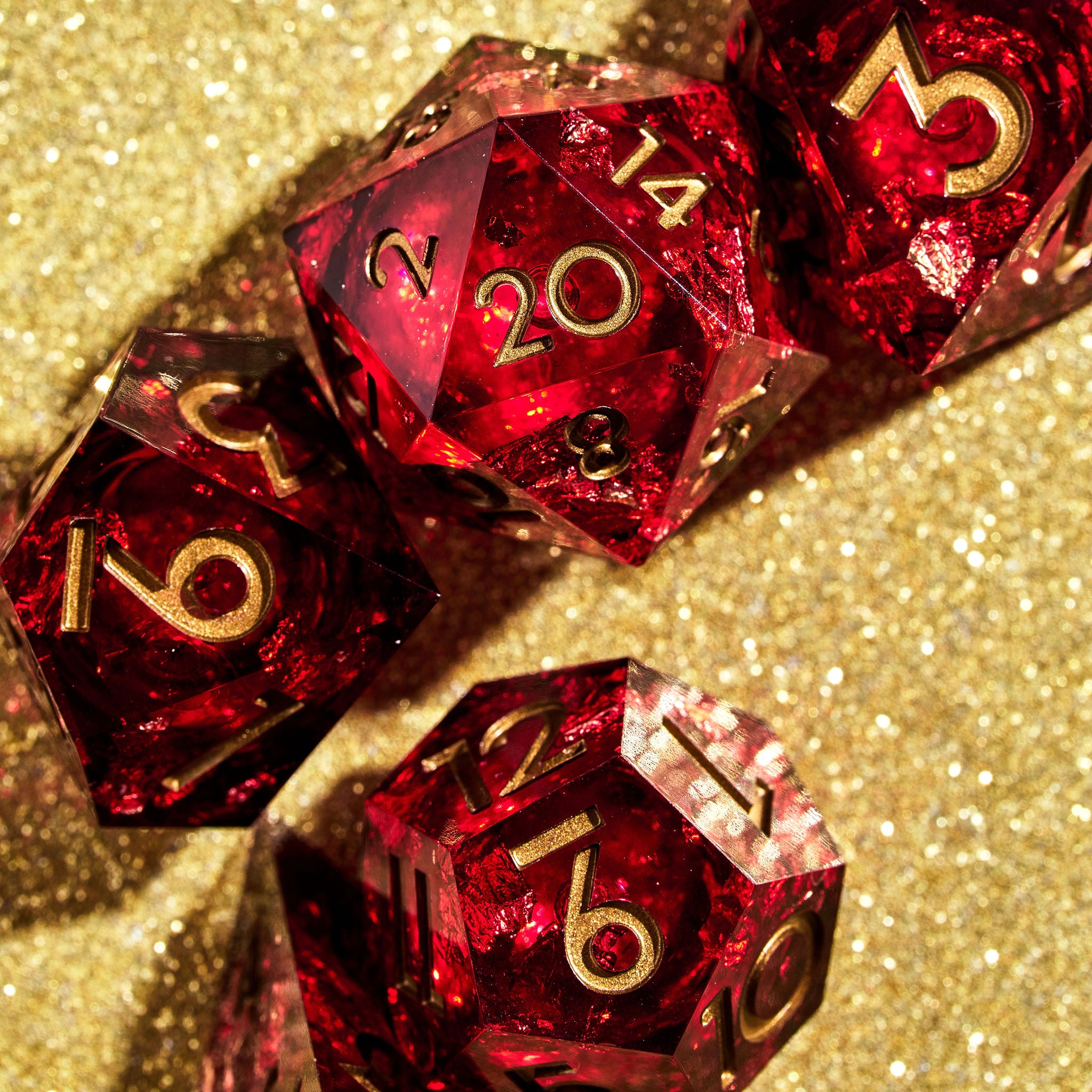 Red Envelope Liquid Core 7-Piece Dice Set - Dispel Dice - Premium DnD Dice & Accessories # #