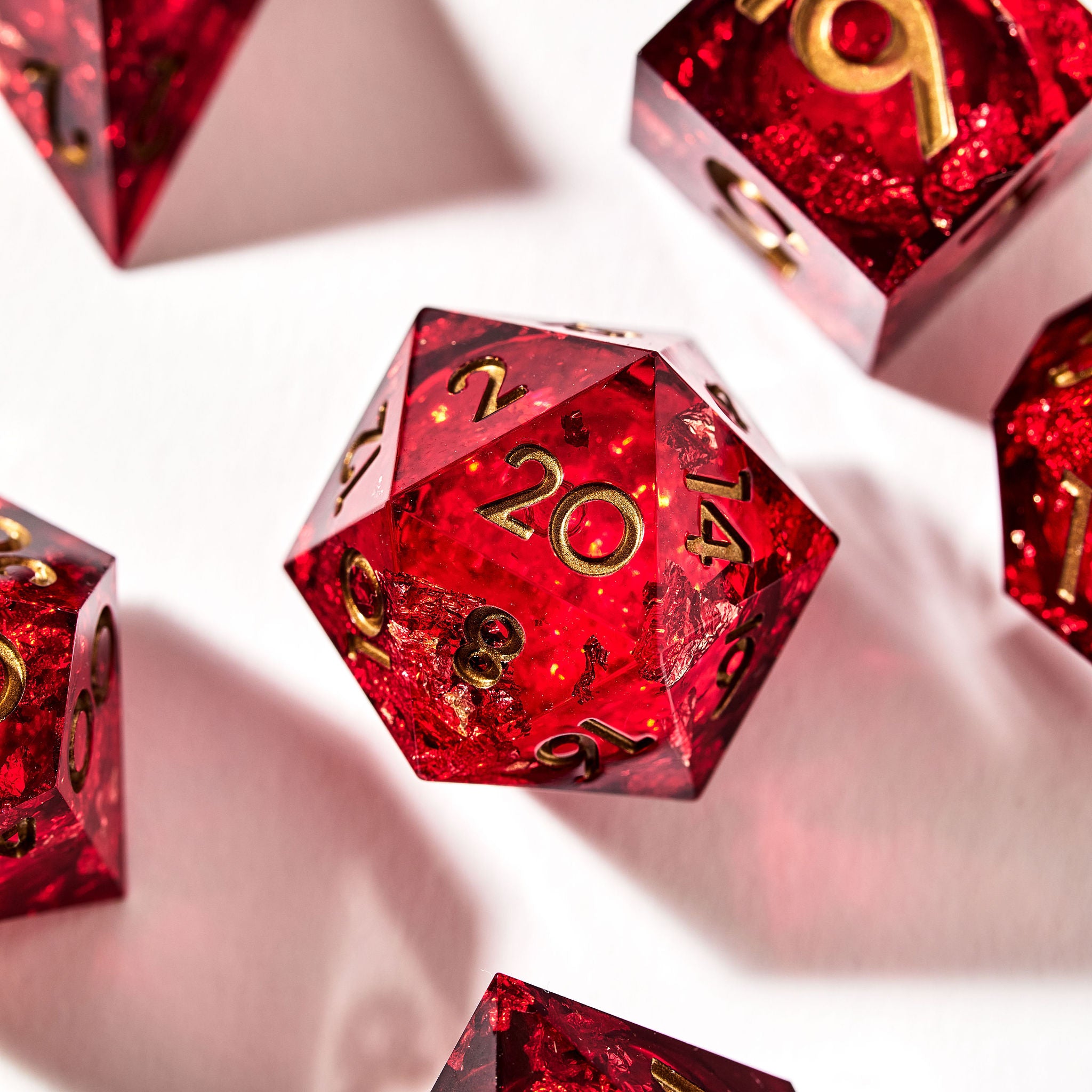 Red Envelope Liquid Core 7-Piece Dice Set - Dispel Dice - Premium DnD Dice & Accessories # #