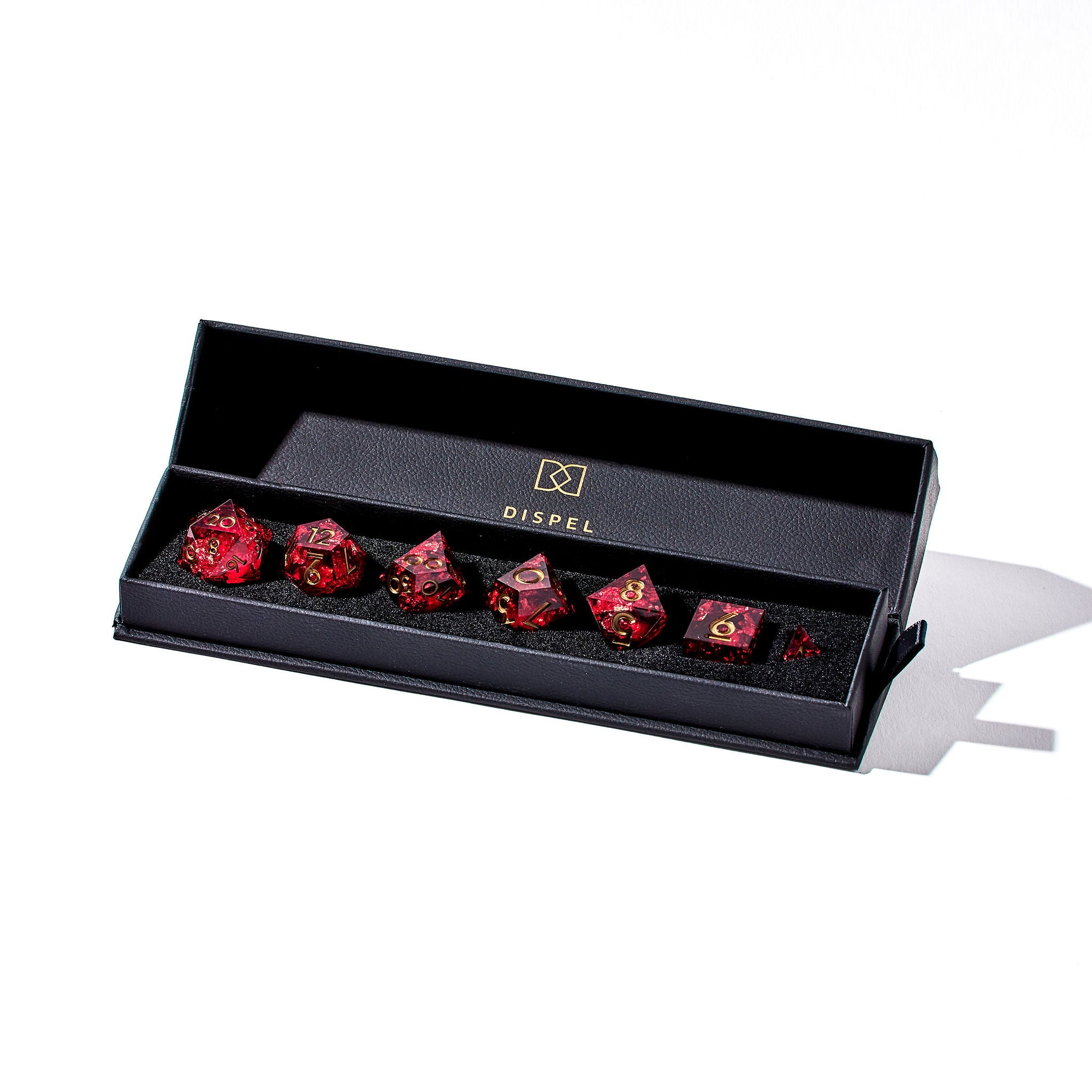 Red Envelope Liquid Core 7-Piece Dice Set - Dispel Dice - Premium DnD Dice & Accessories # #
