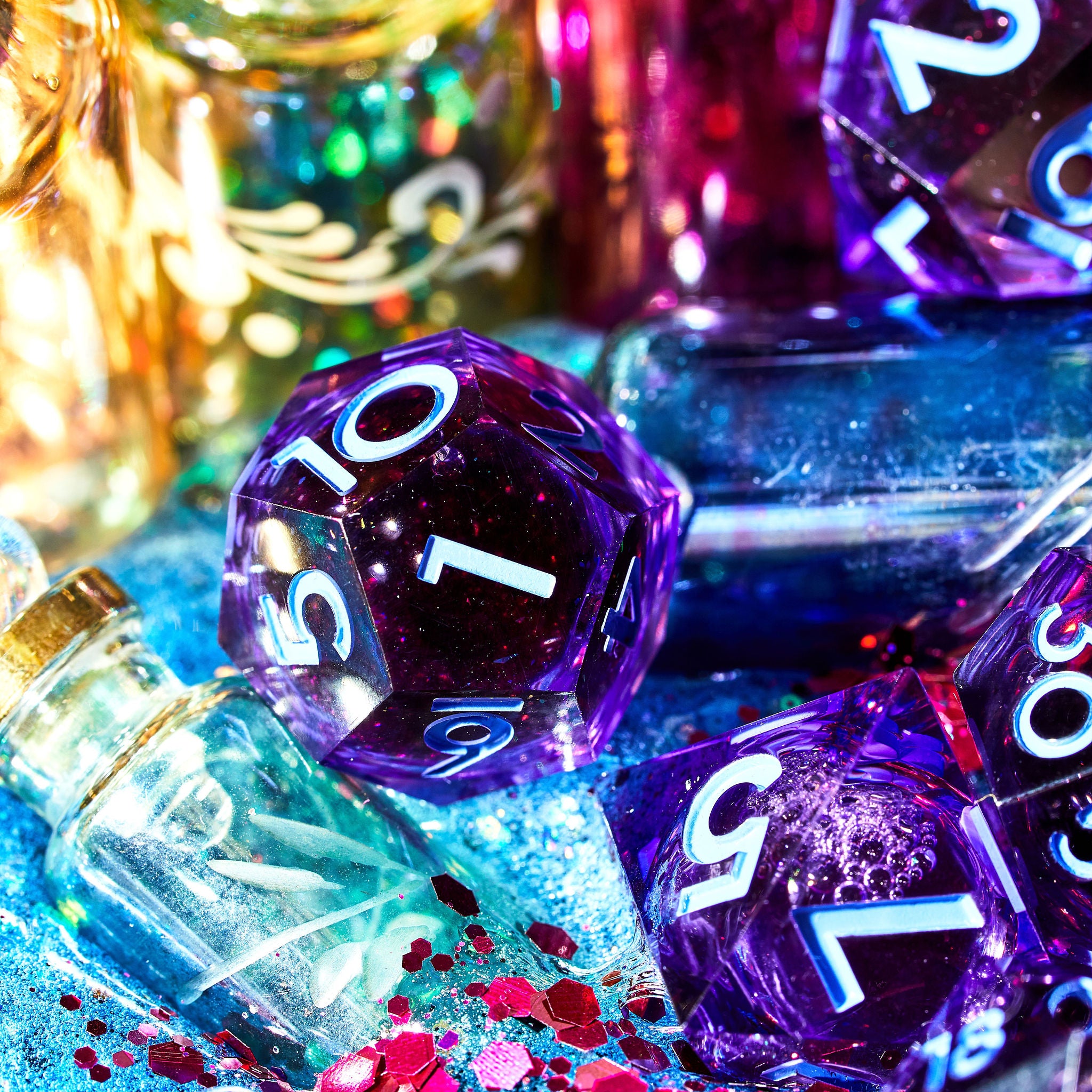 Questionable Potions 7-Piece Liquid Core Dice Set - Dispel Dice - Premium DnD Dice & Accessories # #