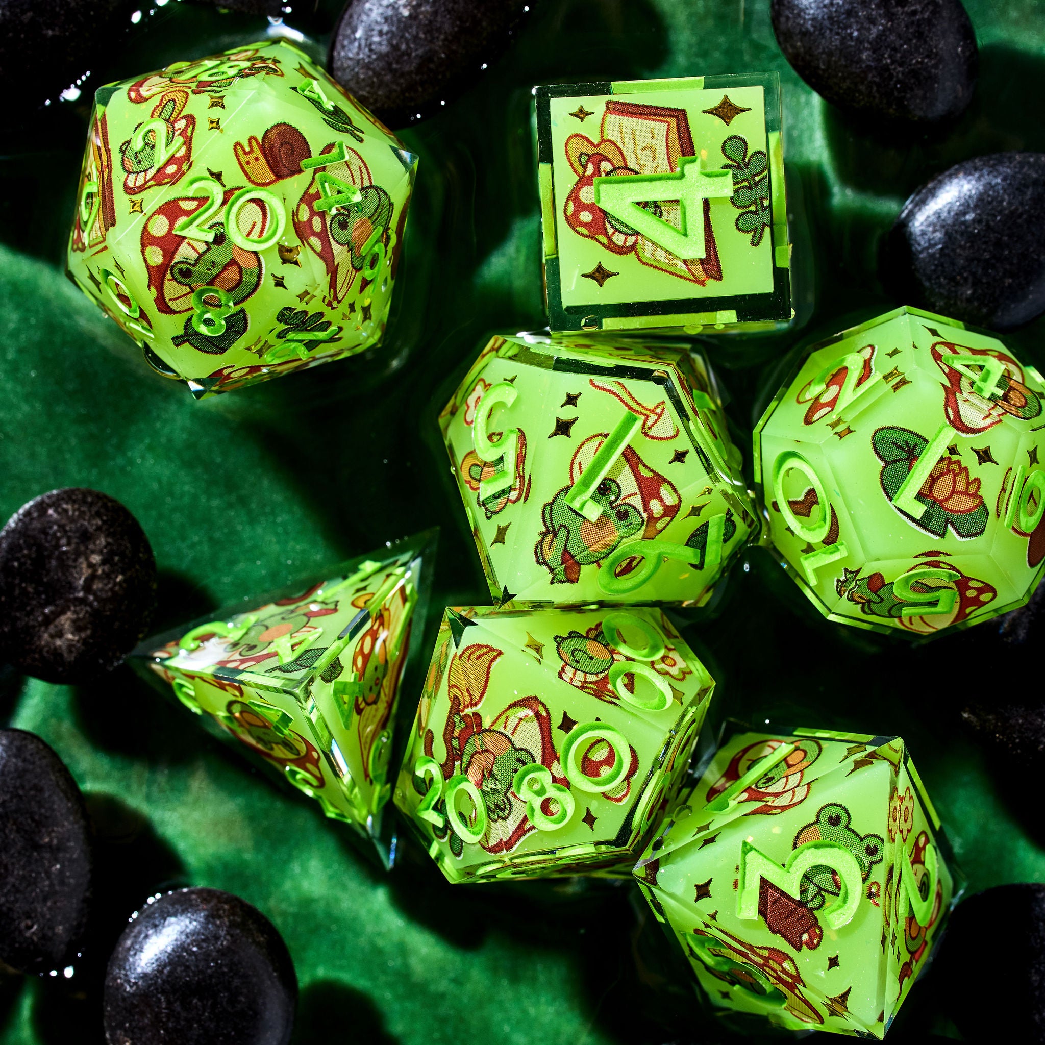 Toadstool Frogs 7-Piece Iconic Dice Set - Dispel Dice - Premium DnD Dice & Accessories # #