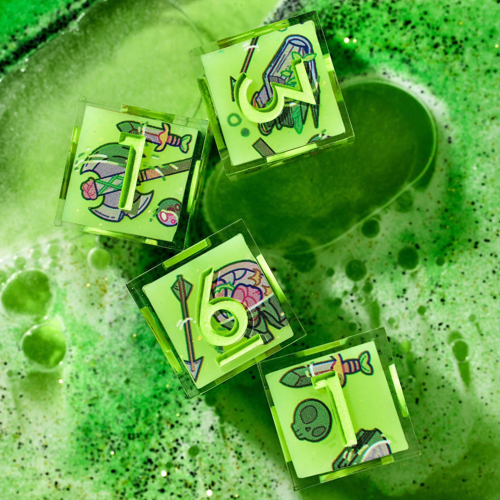 Death By Ooze 4-Piece D6 Iconic Dice Set - Dispel Dice - Premium DnD Dice & Accessories # #