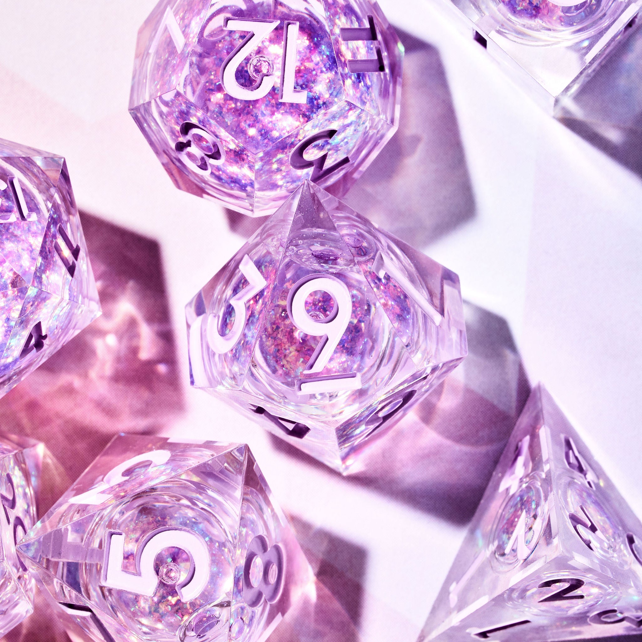 Dreams of Lavender 7-Piece Liquid Core Dice Set - Dispel Dice - Premium DnD Dice & Accessories # #