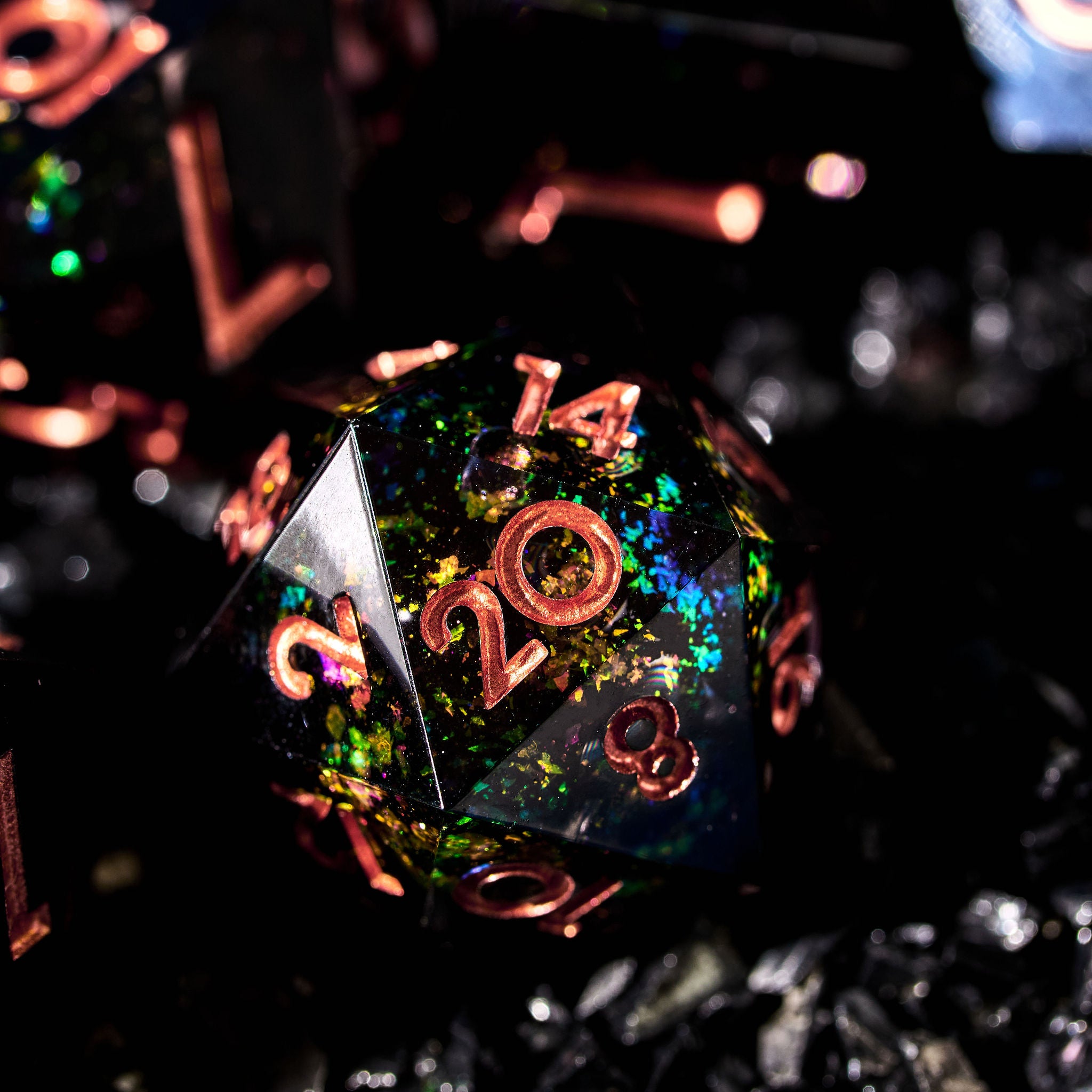 Midnight Dance 7-Piece Liquid Core Dice Set - Dispel Dice - Premium DnD Dice & Accessories # #