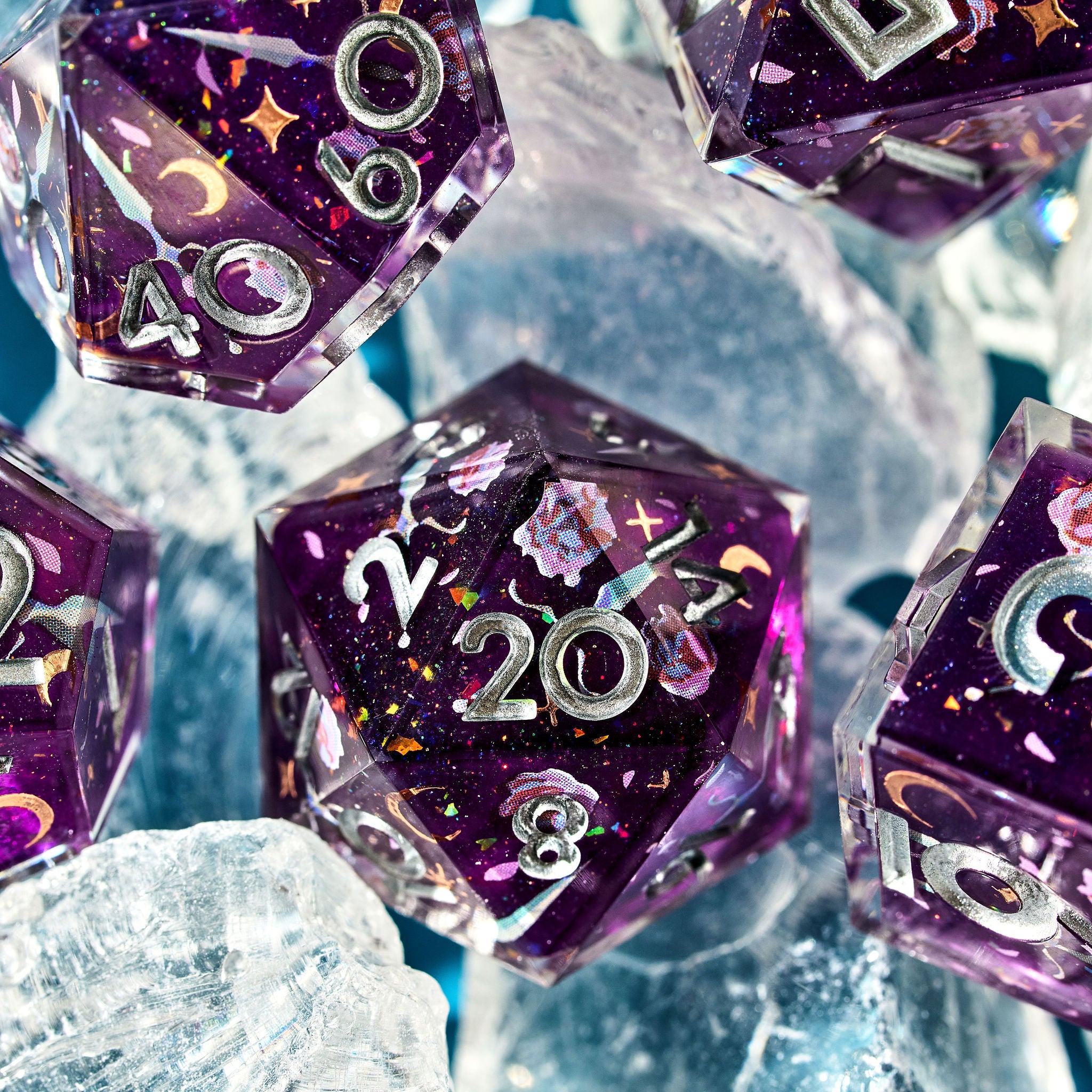 Moonlit Duel 7-Piece Iconic Dice Set - Dispel Dice - Premium DnD Dice & Accessories # #