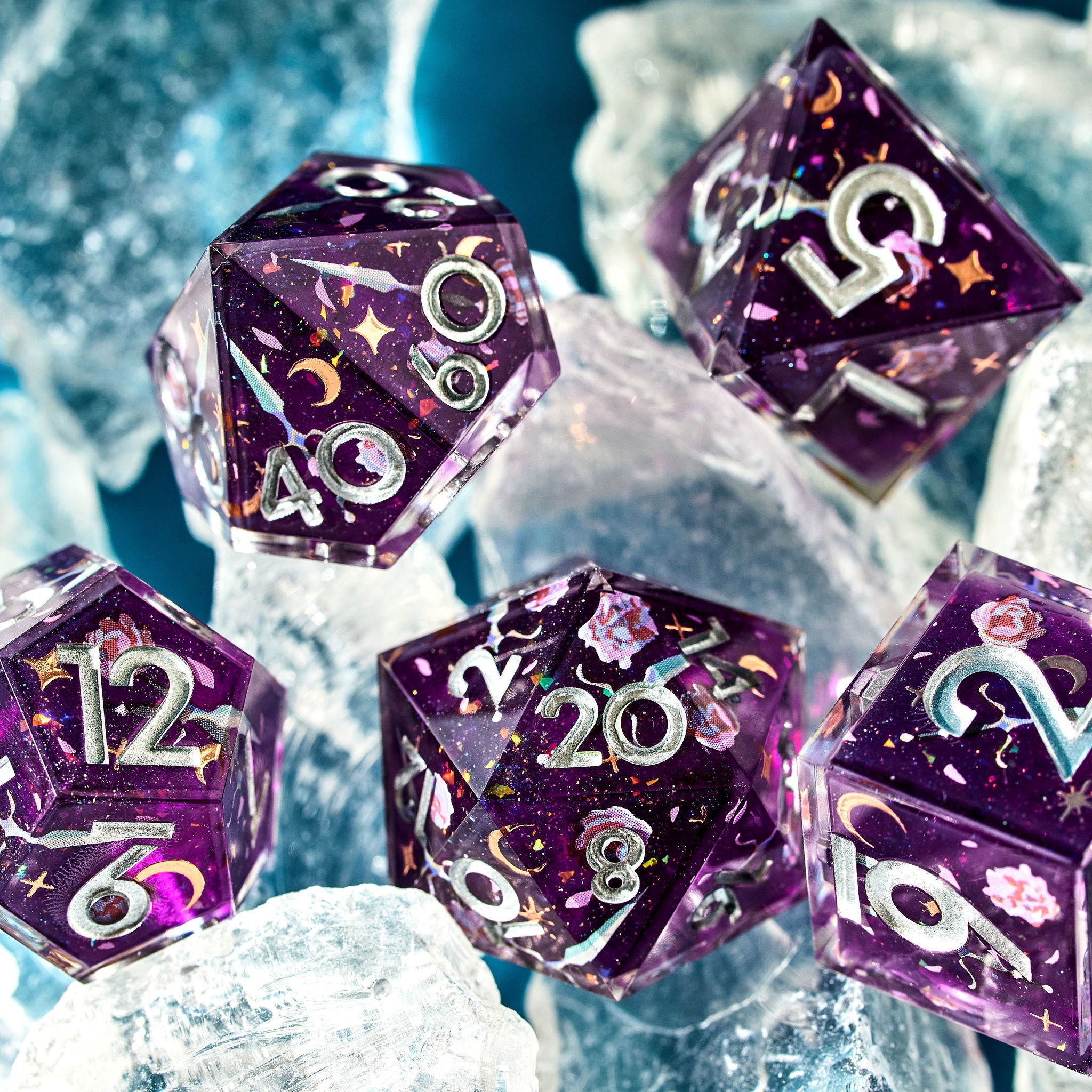 Moonlit Duel 7-Piece Iconic Dice Set - Dispel Dice - Premium DnD Dice & Accessories # #