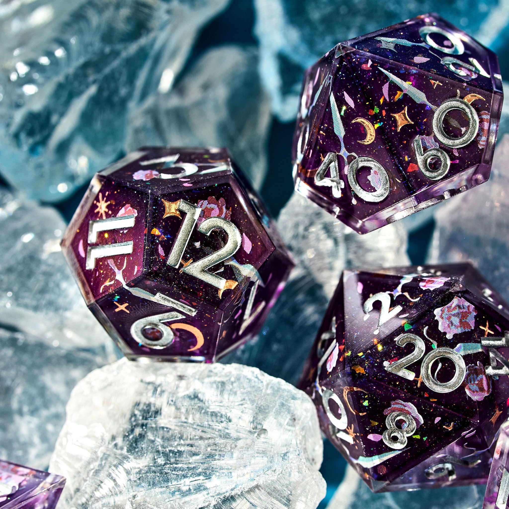 Moonlit Duel 7-Piece Iconic Dice Set - Dispel Dice - Premium DnD Dice & Accessories # #