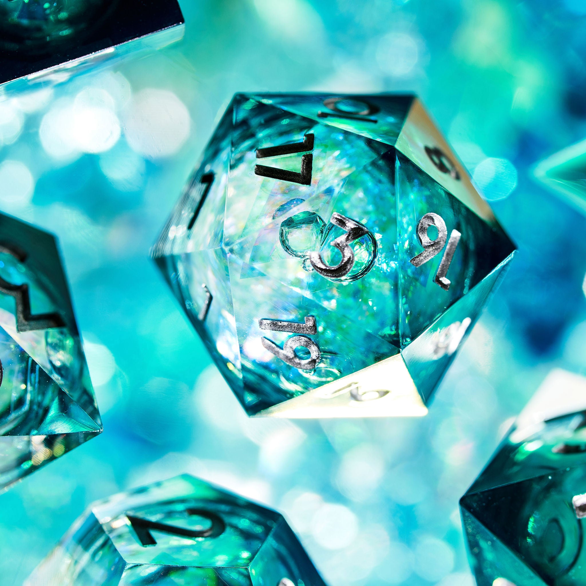 Frozen Heart Liquid Core 7-Piece Dice Set - Dispel Dice - Premium DnD Dice & Accessories # #