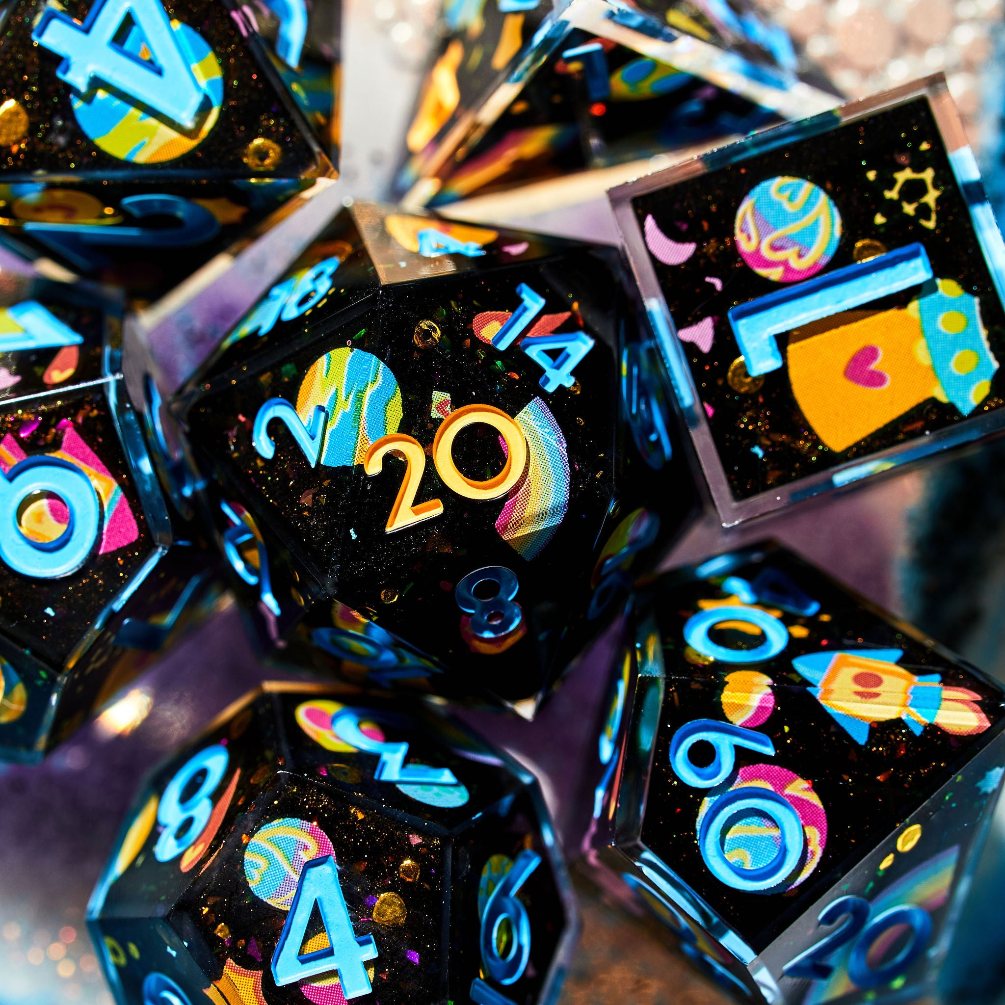 Alien Love Iconic 7-Piece Dice Set - Dispel Dice - Premium DnD Dice & Accessories # #