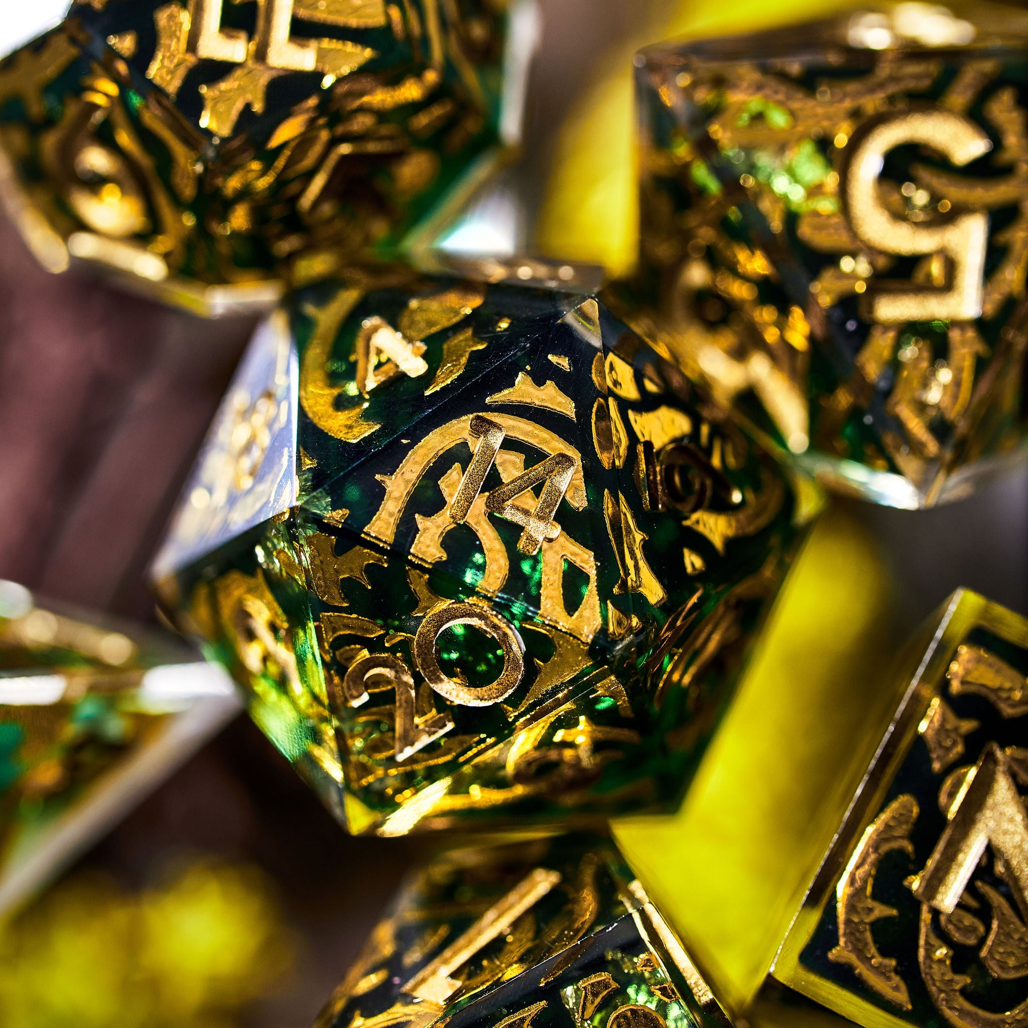 Emerald Grove Iconic 7-Piece Dice Set - Dispel Dice - Premium DnD Dice & Accessories # #