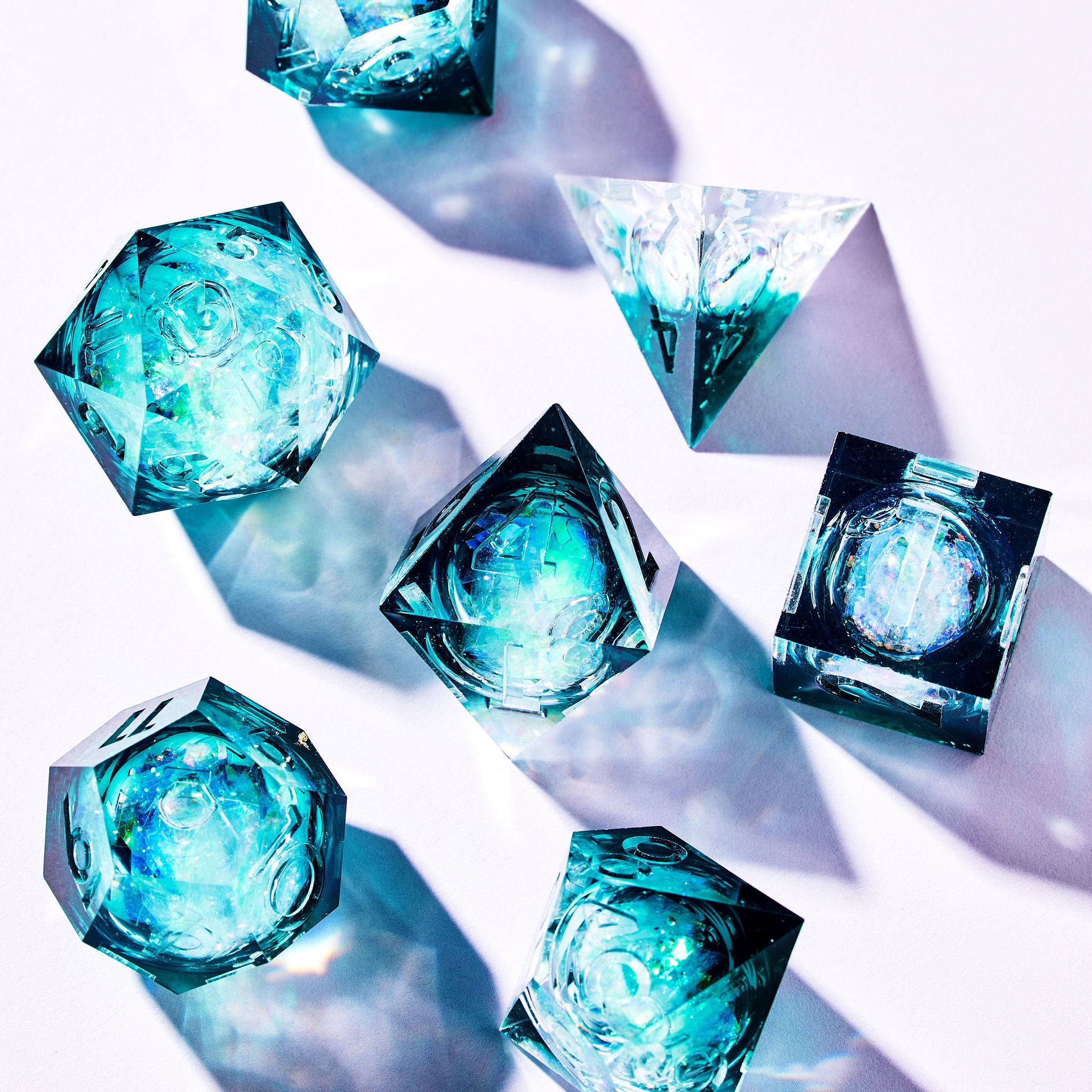 Frozen Heart Liquid Core 7-Piece Dice Set - Dispel Dice - Premium DnD Dice & Accessories # #