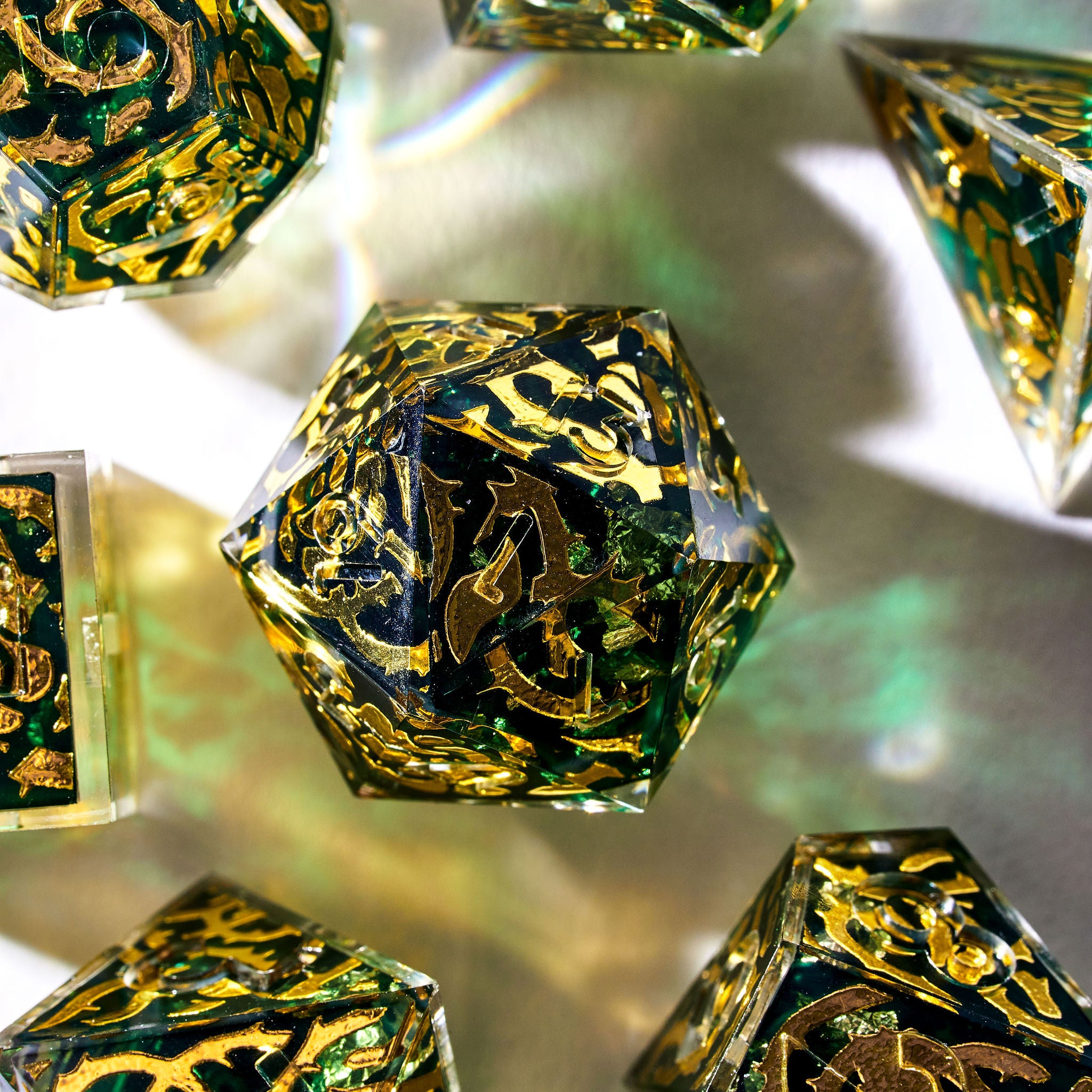 Emerald Grove Iconic 7-Piece Dice Set - Dispel Dice - Premium DnD Dice & Accessories # #