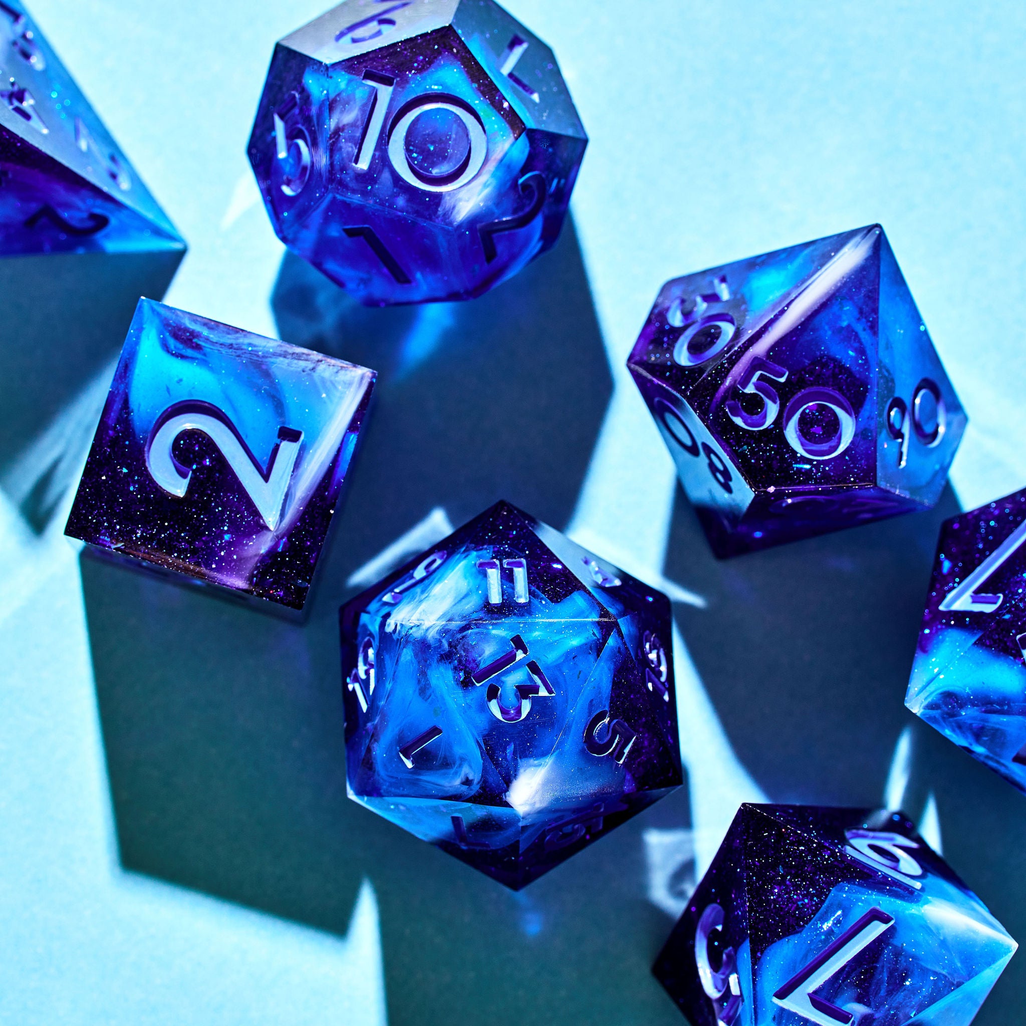 Deep Blue Sea 7-Piece Polyhedral Set - Dispel Dice - Premium DnD Dice & Accessories # #