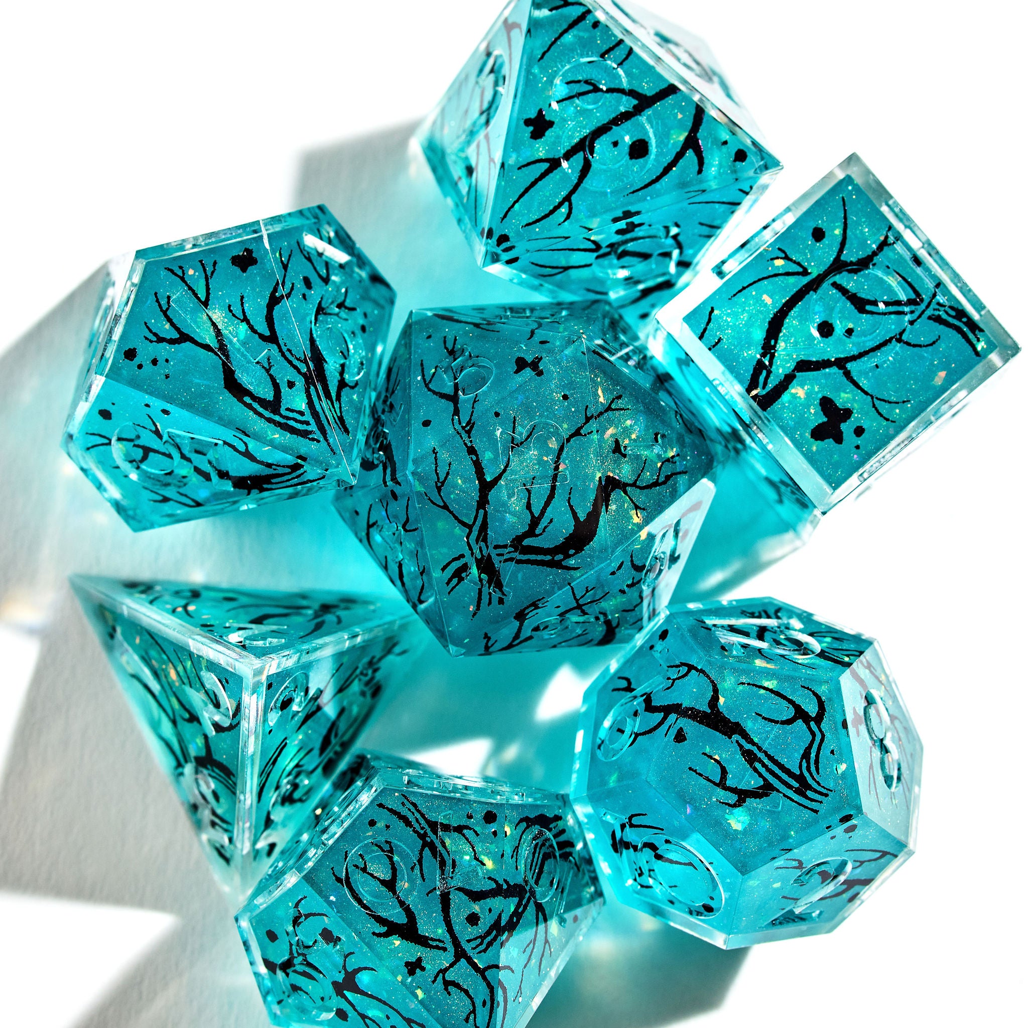 Ancient Wood 7-Piece Iconic Dice Set - Dispel Dice - Premium DnD Dice & Accessories # #