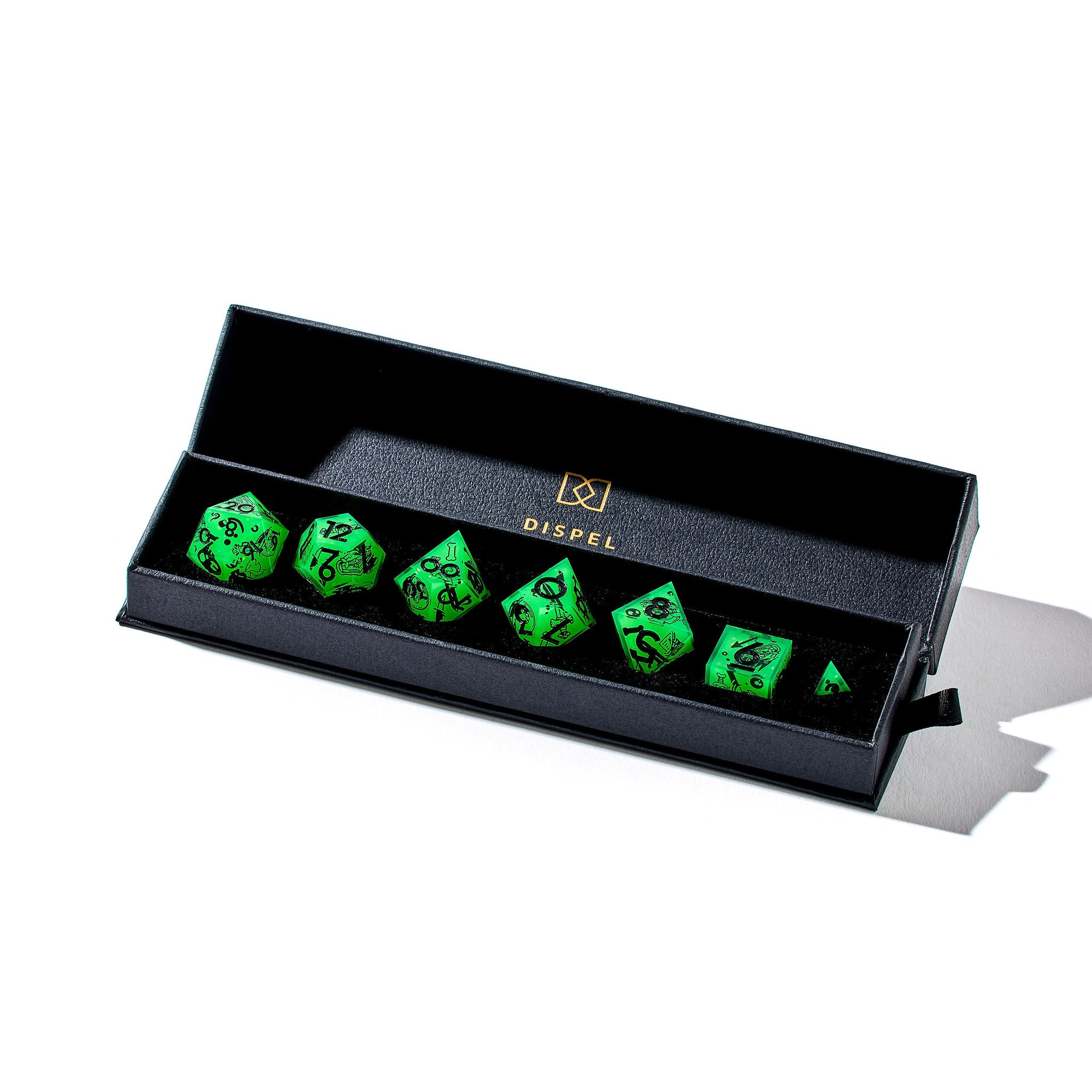Death By Ooze 7-Piece Iconic Glow in the Dark Dice Set - Dispel Dice - Premium DnD Dice & Accessories # #