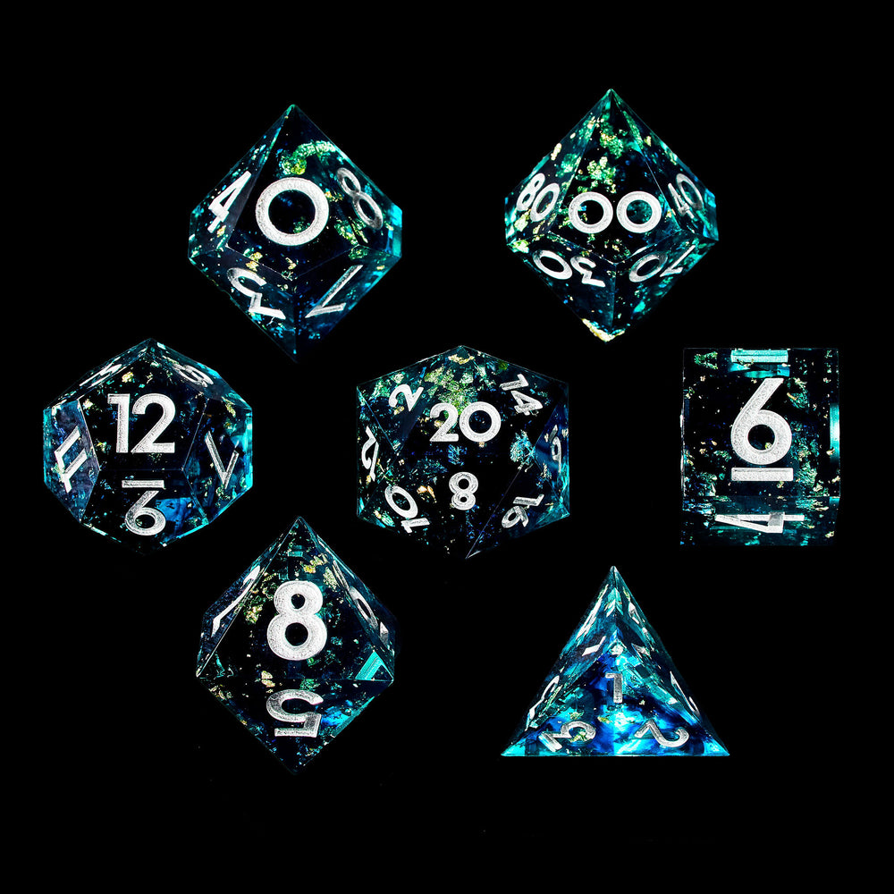 Abyssal Tide 7-Piece Polyhedral Dice Set - Dispel Dice - Premium DnD Dice & Accessories