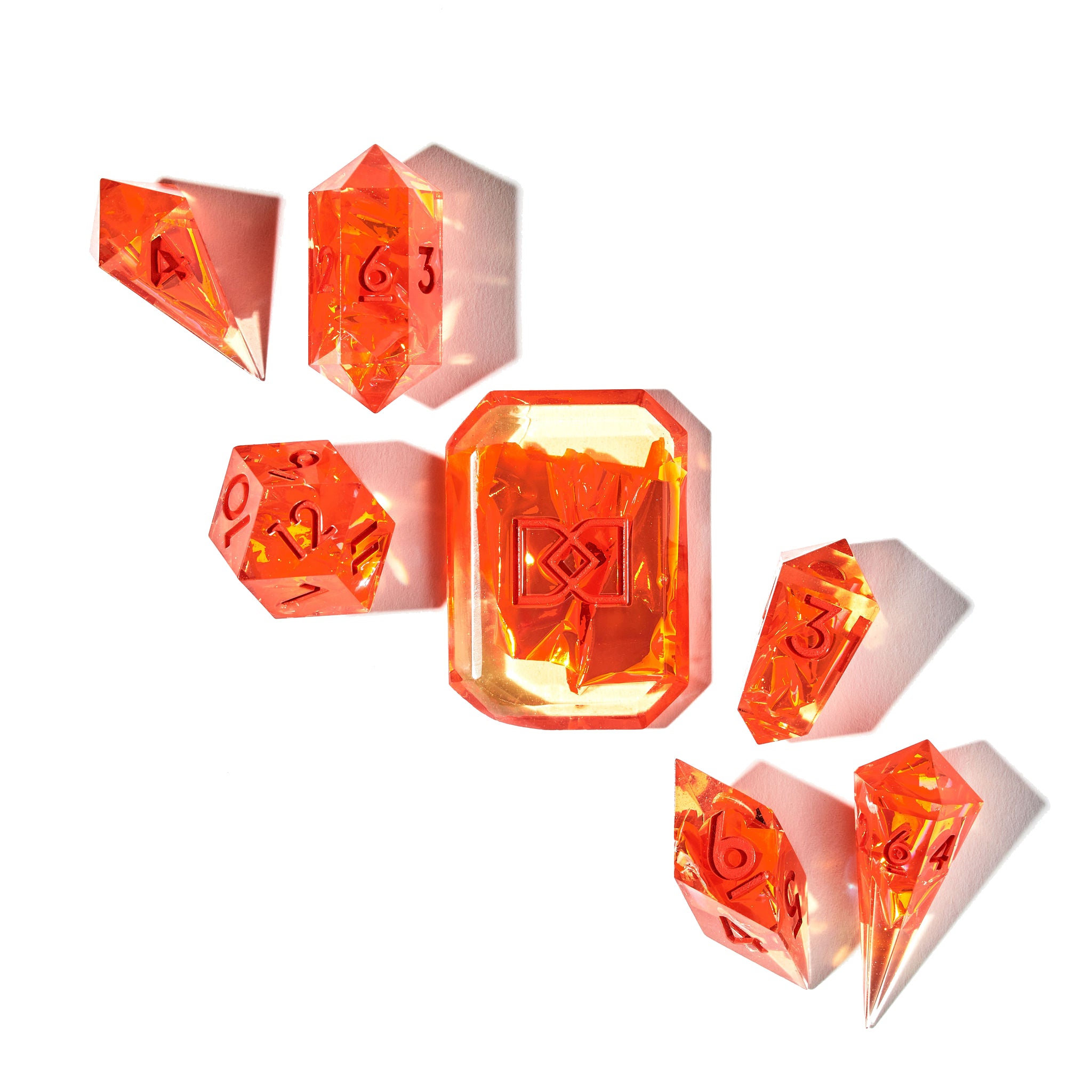 Flamin' Hot Snack 7-Piece Jewel Shape Dice Set