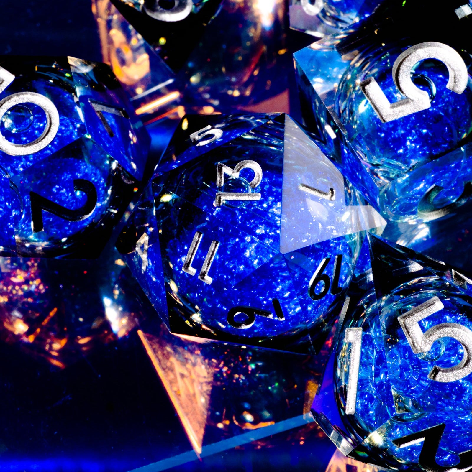 Stormy Seas 7-Piece Liquid Core Dice Set - Dispel Dice - Premium DnD Dice & Accessories # #