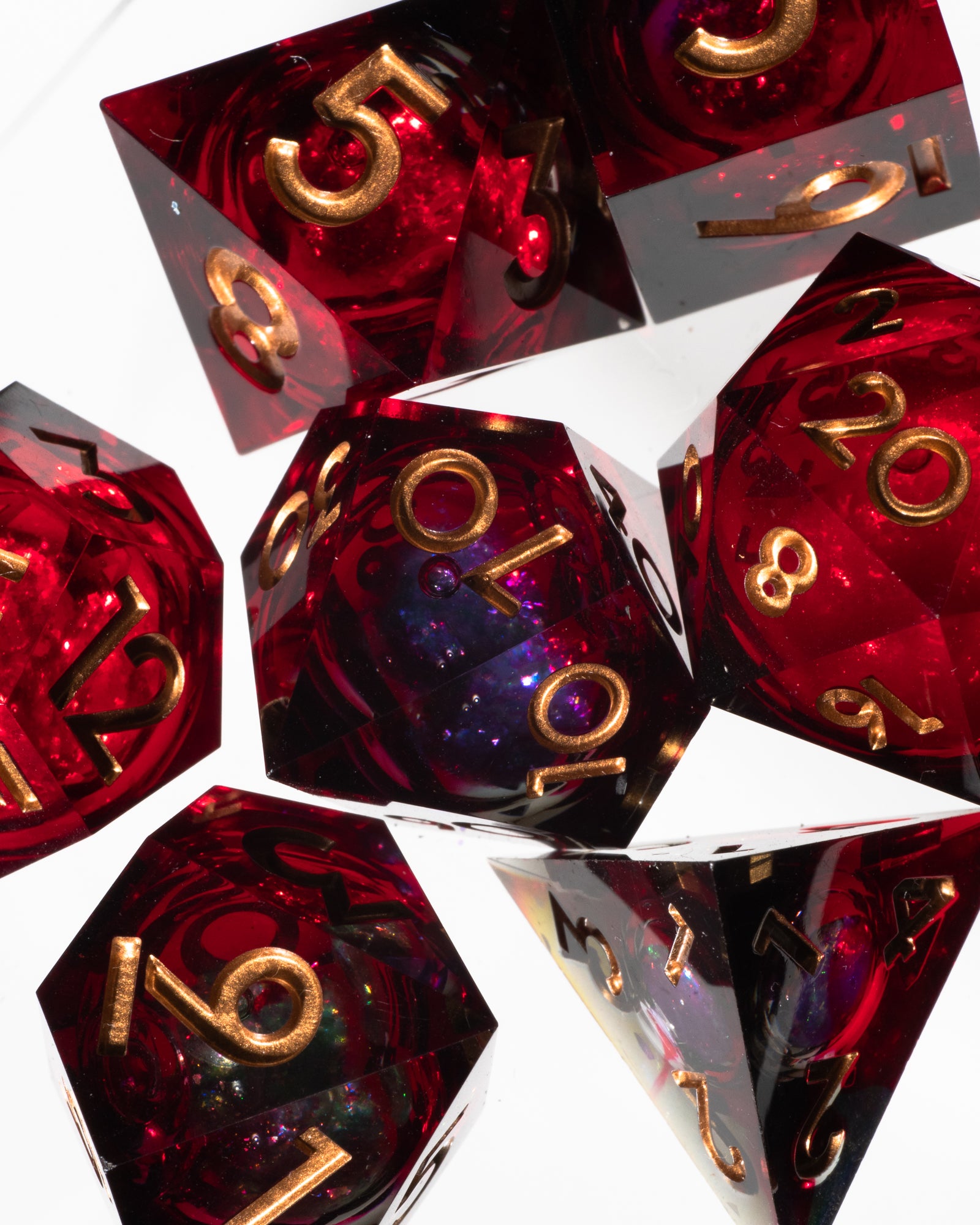 Messmer's Flame 7-Piece Liquid Core Dice Set - Dispel Dice - Premium DnD Dice & Accessories # #