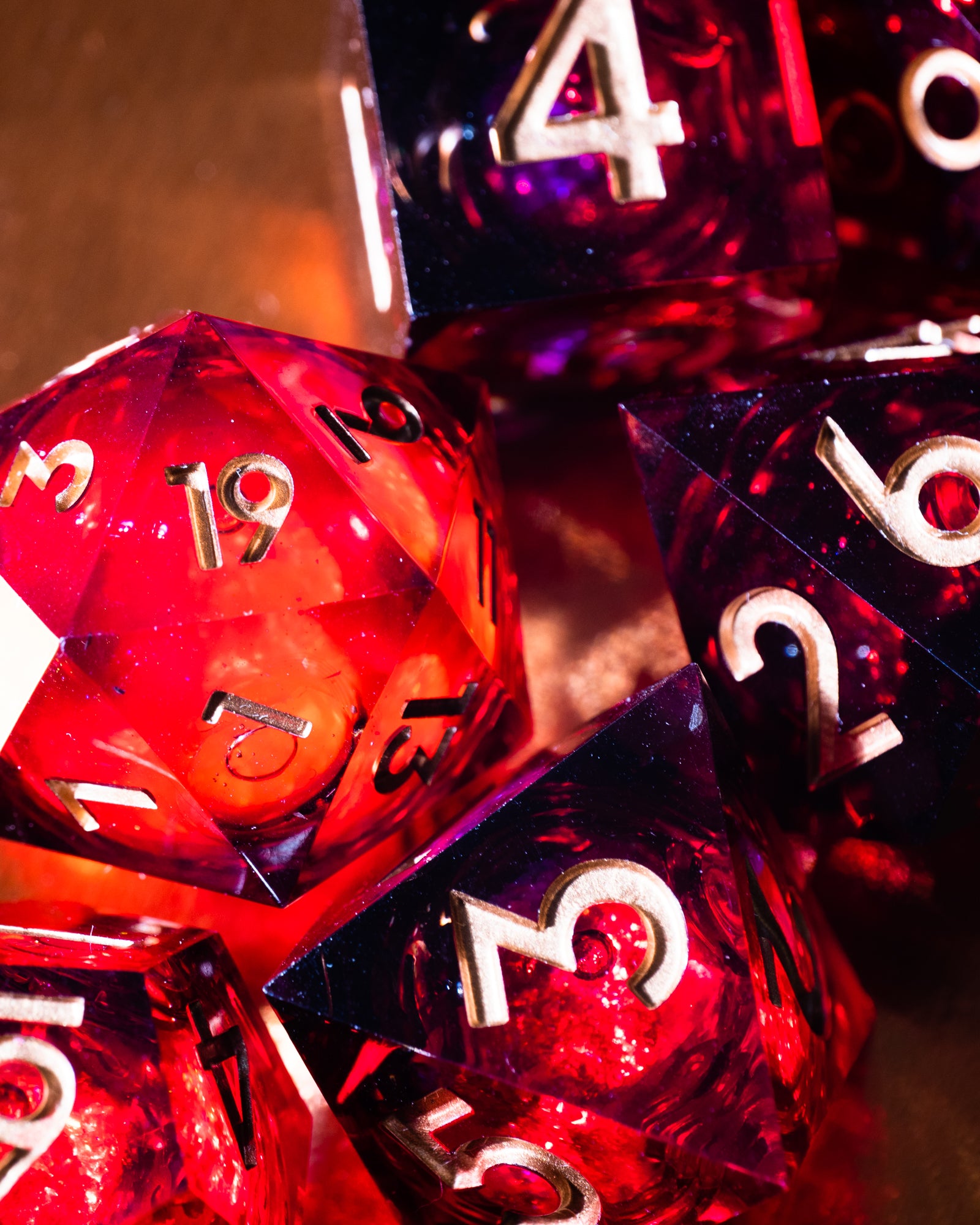 Messmer's Flame 7-Piece Liquid Core Dice Set - Dispel Dice - Premium DnD Dice & Accessories # #