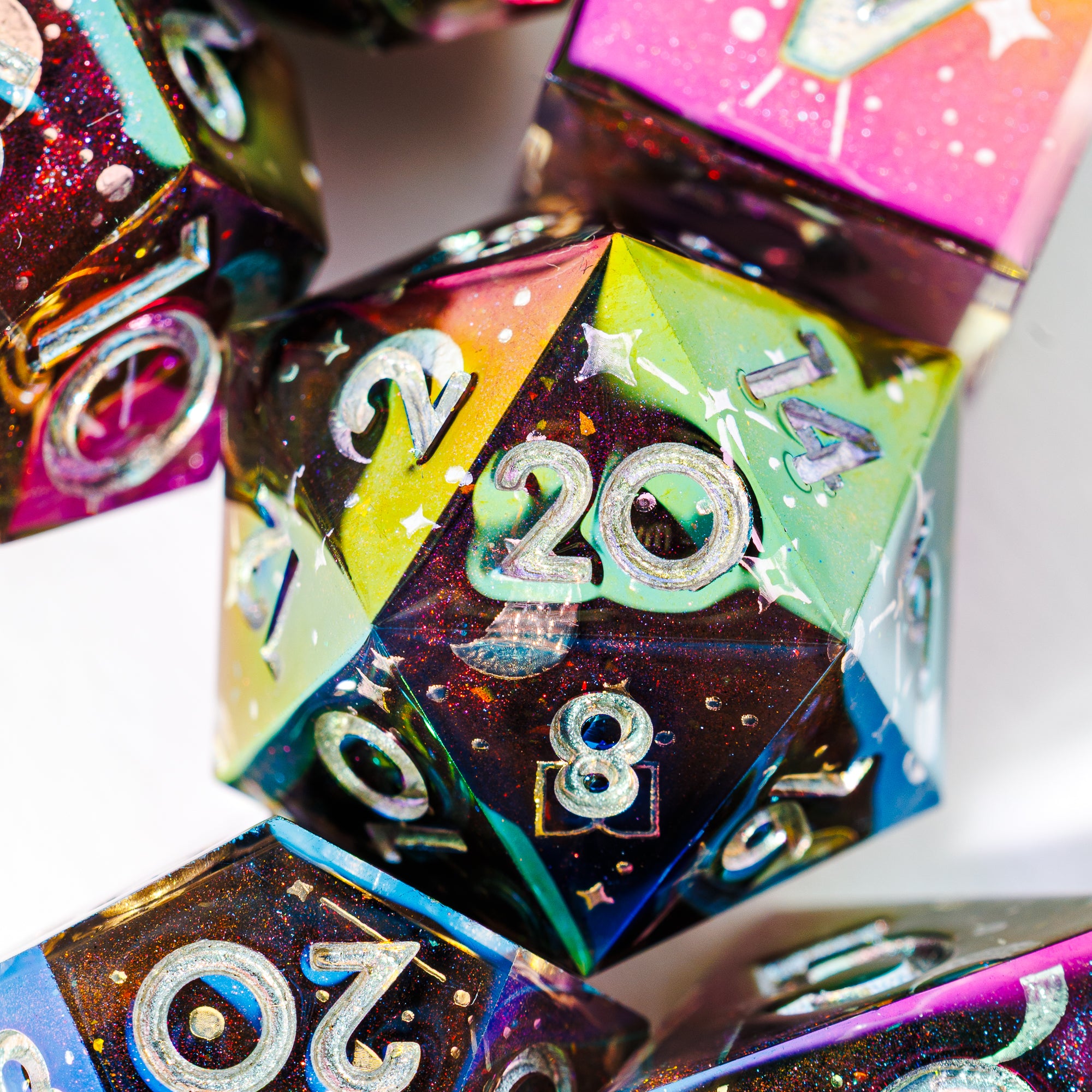 Celestial Sphere 7-Piece Iridescent Dice Set - Dispel Dice - Premium DnD Dice & Accessories # #