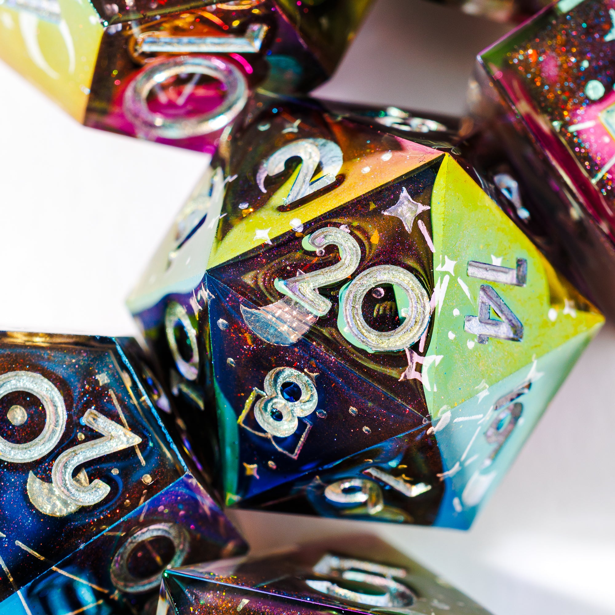 Celestial Sphere 7-Piece Iridescent Dice Set - Dispel Dice - Premium DnD Dice & Accessories # #