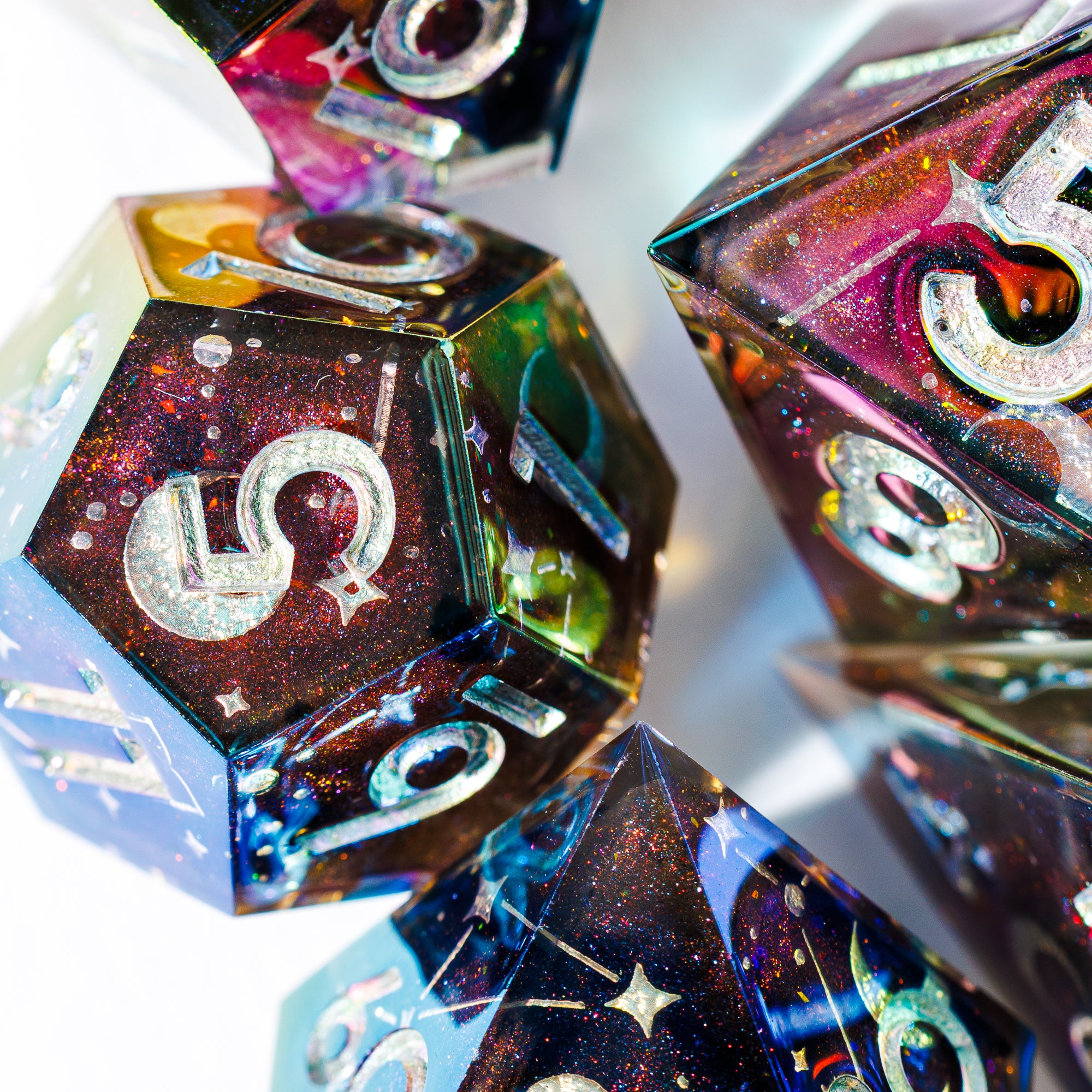 Celestial Sphere 7-Piece Iridescent Dice Set - Dispel Dice - Premium DnD Dice & Accessories # #