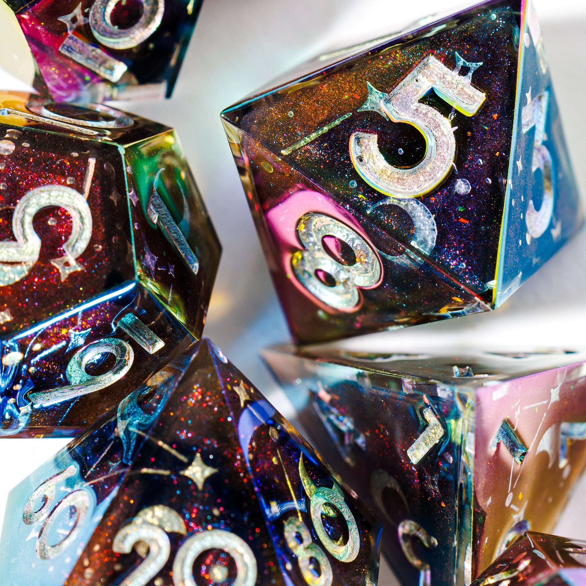 Celestial Sphere 7-Piece Iridescent Dice Set - Dispel Dice - Premium DnD Dice & Accessories # #