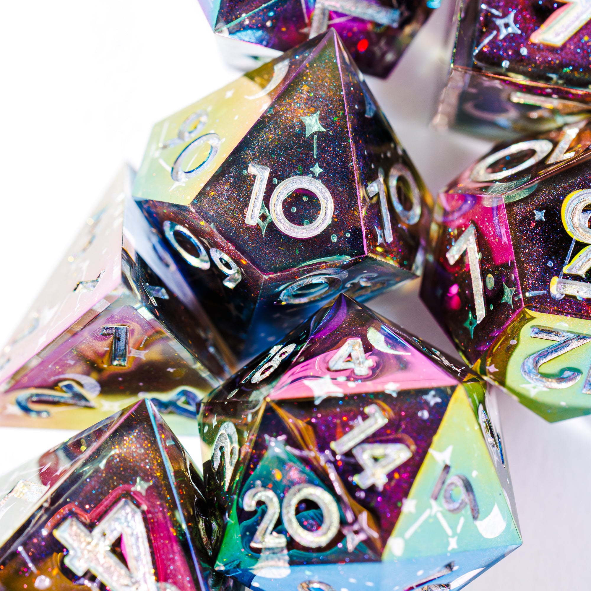Celestial Sphere 7-Piece Iridescent Dice Set - Dispel Dice - Premium DnD Dice & Accessories # #